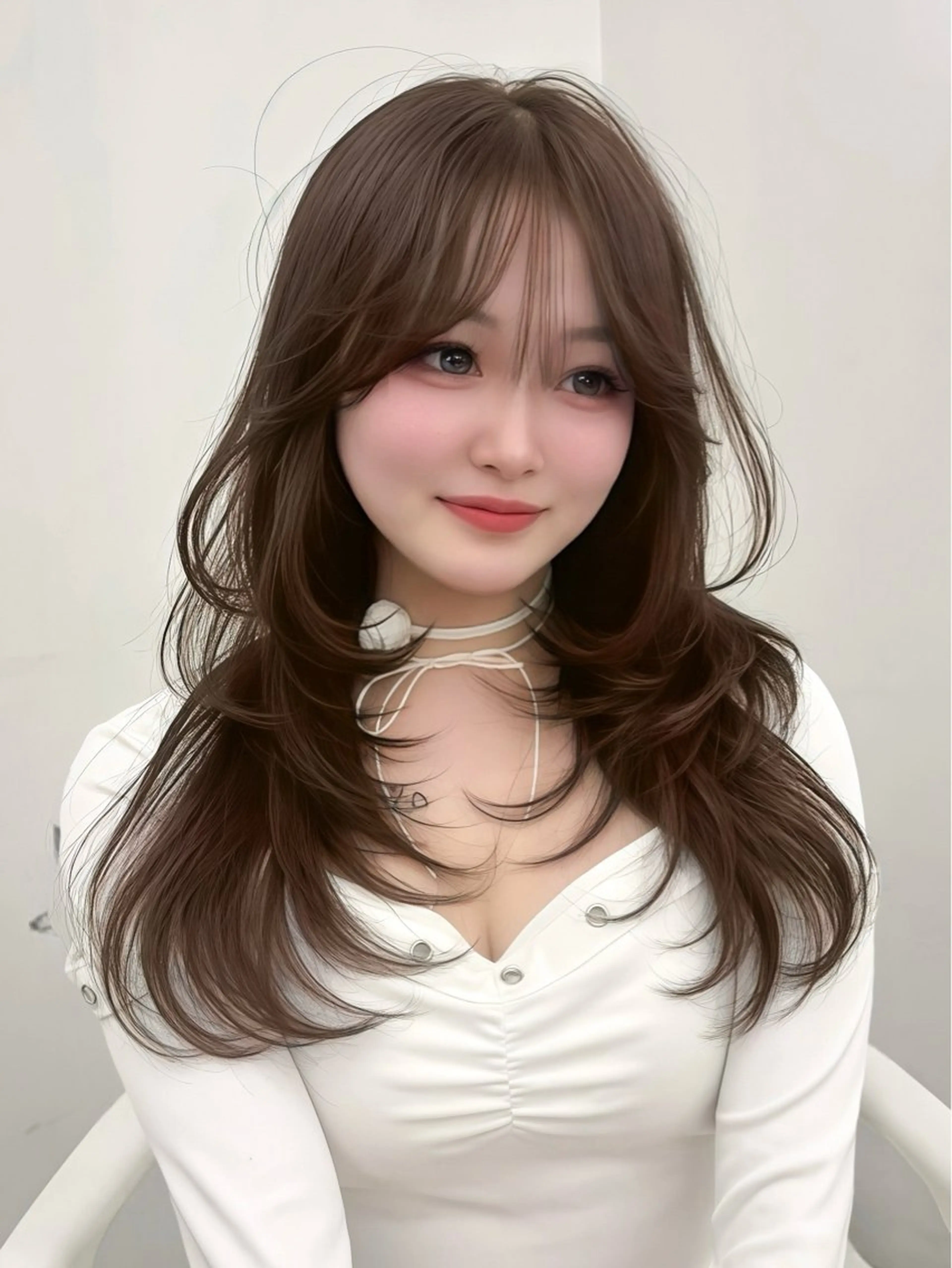 ロング カラー 小顔カット 韓国ヘア/レイヤー/ 顔まわり足立遥奈のヘアスタイル