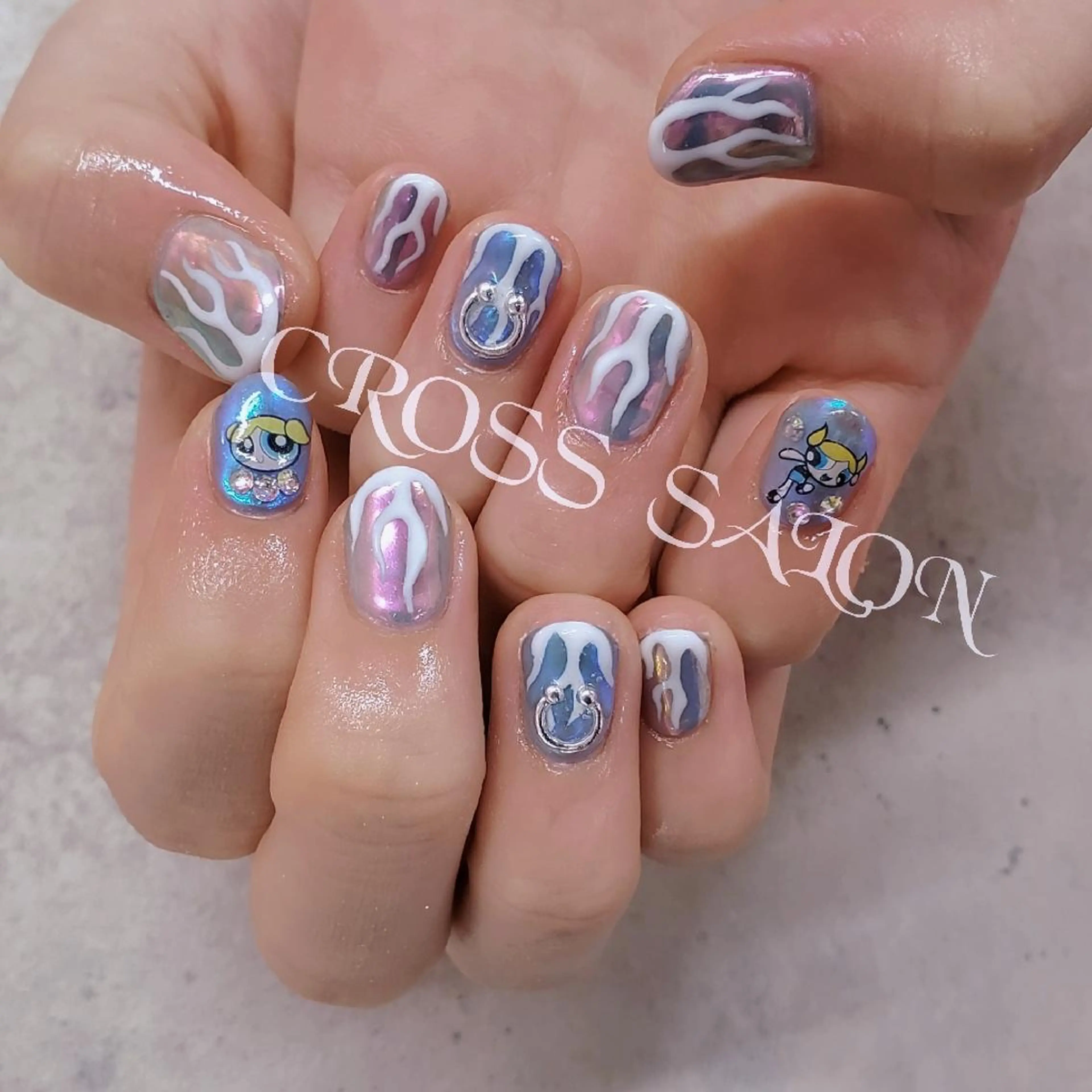 ネイル 長さ出し 氷ネイル・うるうるネイル 韓国ネイル ネイルチップ CROSS SALON/Lazy所属・CROSS  クロス　のネイルデザイン