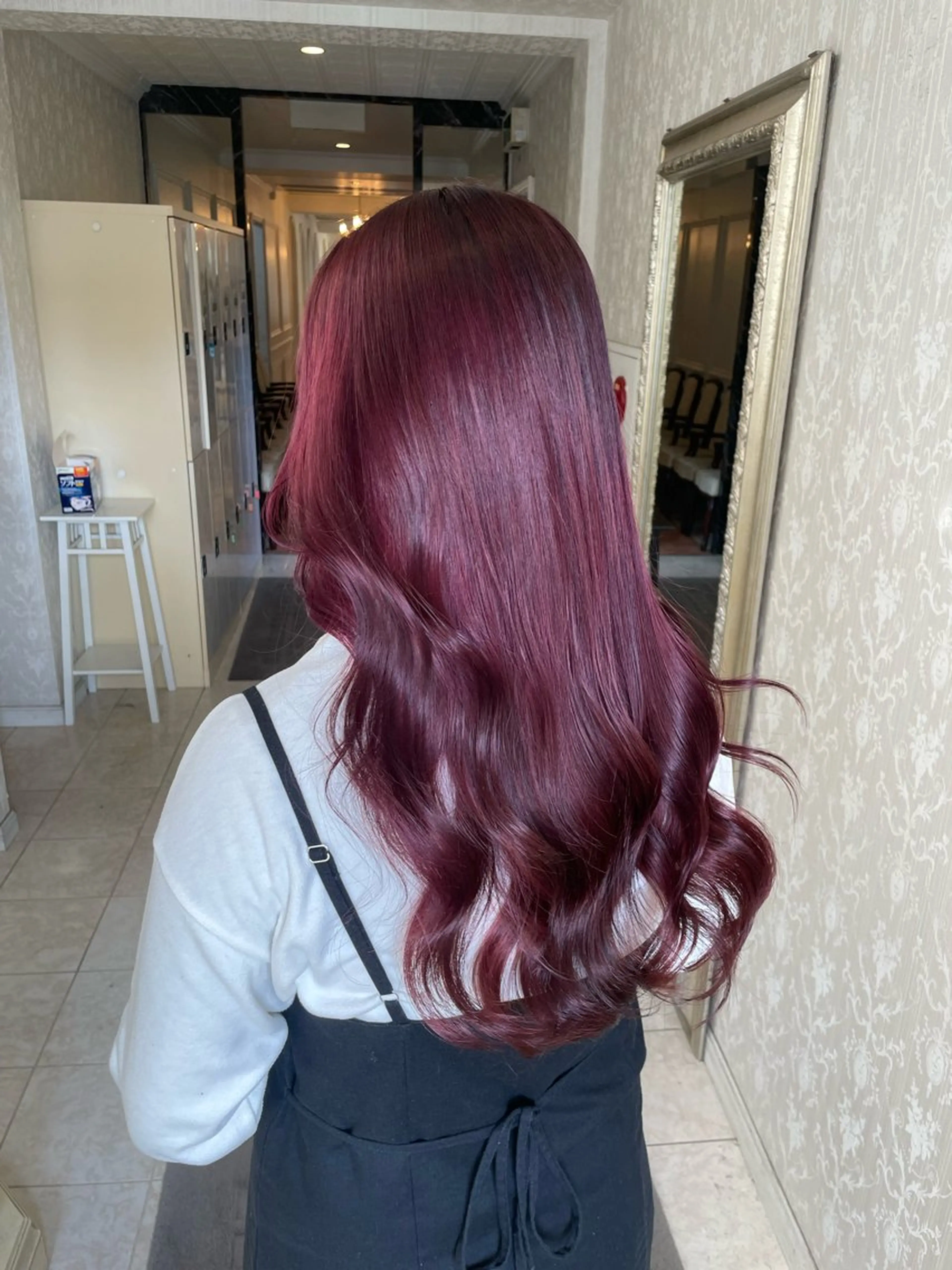 ロング カラー ブリーチ ボルドーカラー ブラウンカラー カシス ダブルカラー カット ヘアカラー トリートメント hair  studio A.R.S所属・烏丸/艶髪/レイヤー /韓国風/廣瀬尚輝のヘアスタイル