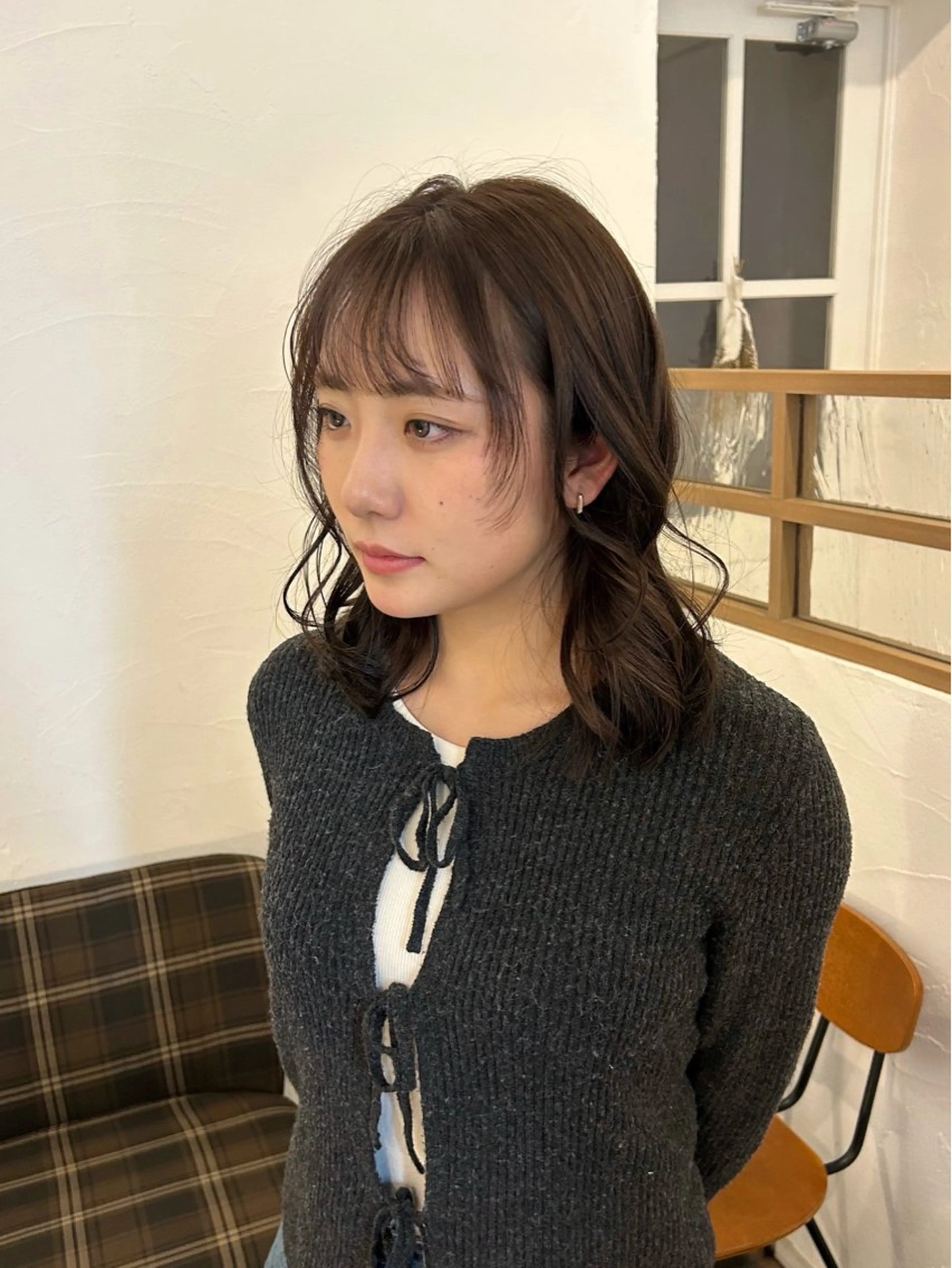 ミディアム カラー 顔周りカット カット ヘアカラー Hair Muse'e 大西店所属・水谷 優華のヘアスタイル