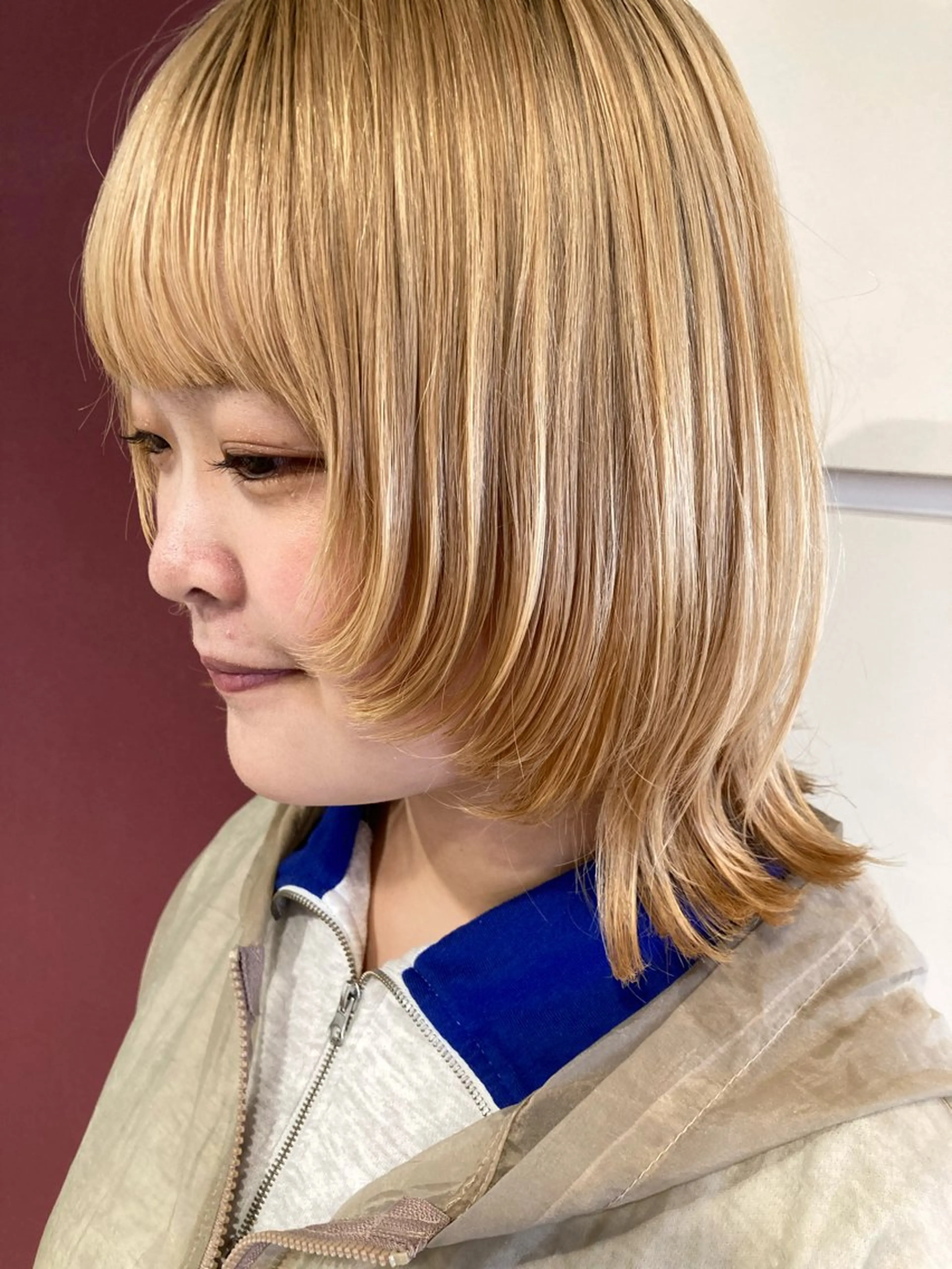 ミディアム カット なつき/ 艶カラー/縮毛矯正のヘアスタイル