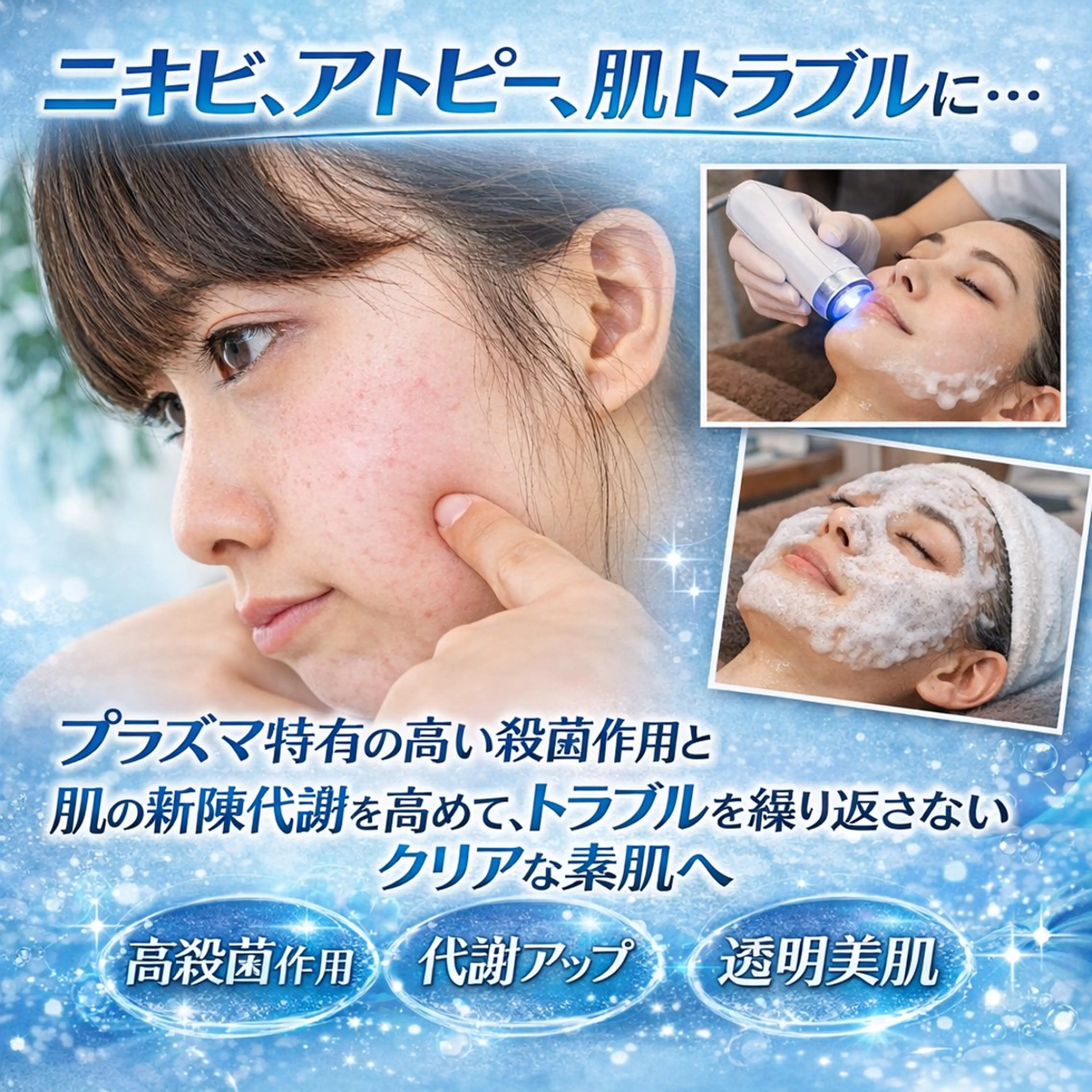 【ニキビ・肌荒れ特化】プラズマ美肌再生エステ(40分)の写真