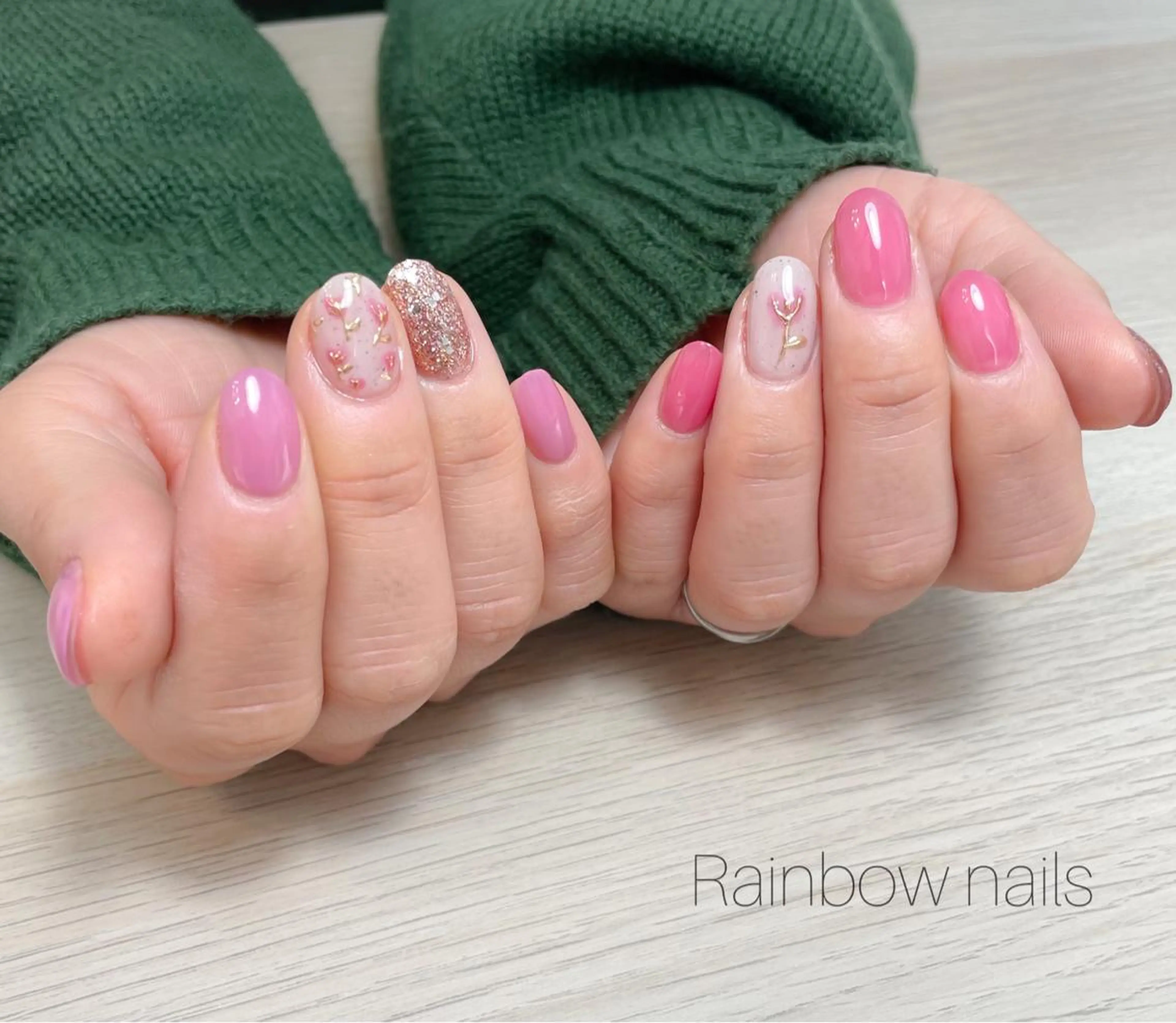ネイル ハンドネイル Rainbow nailsくろちゃんのネイルデザイン