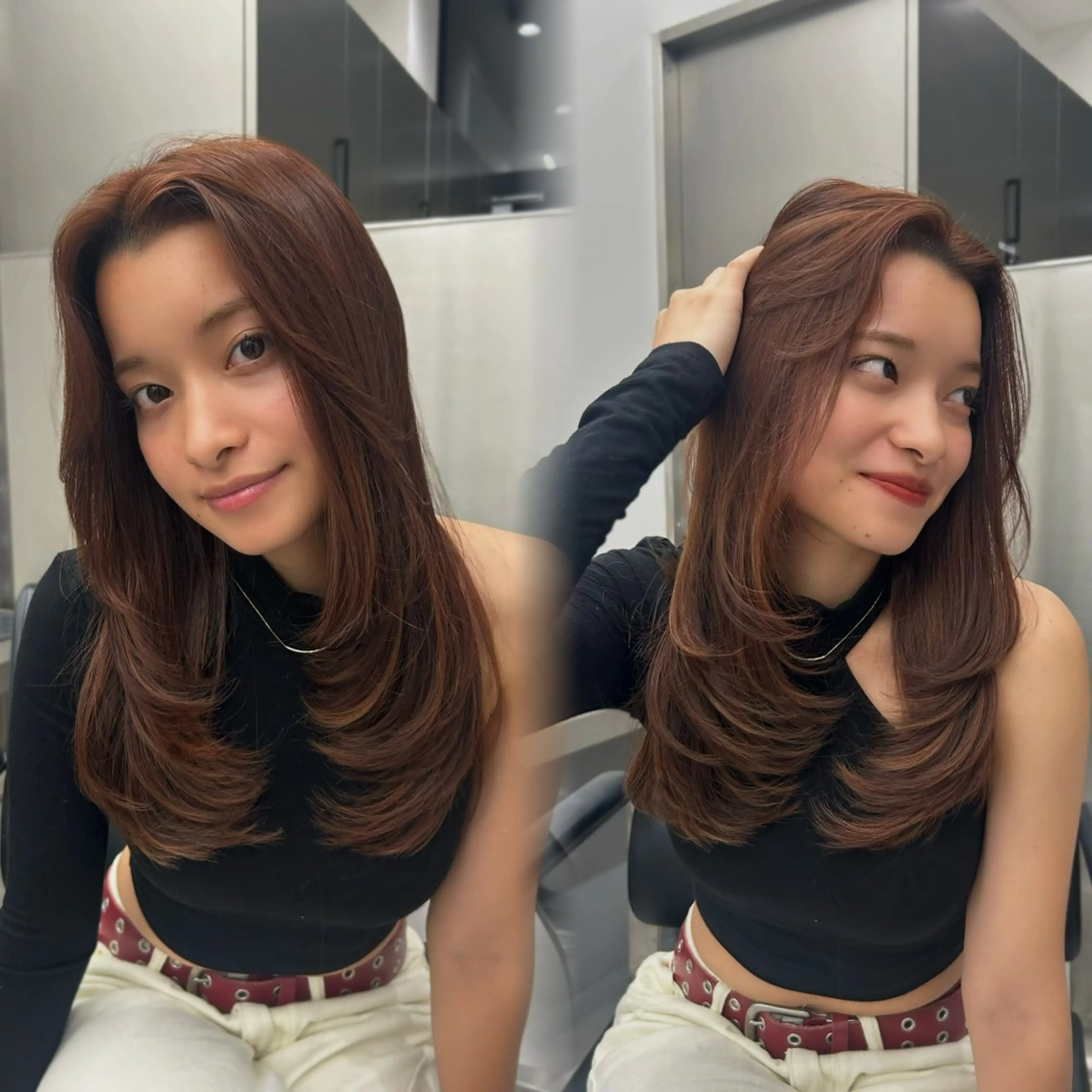 ロング レイヤーカット ヘアカラー トリートメント 大人レイヤー/艶美髪 🇺🇸TOMONAのヘアスタイル