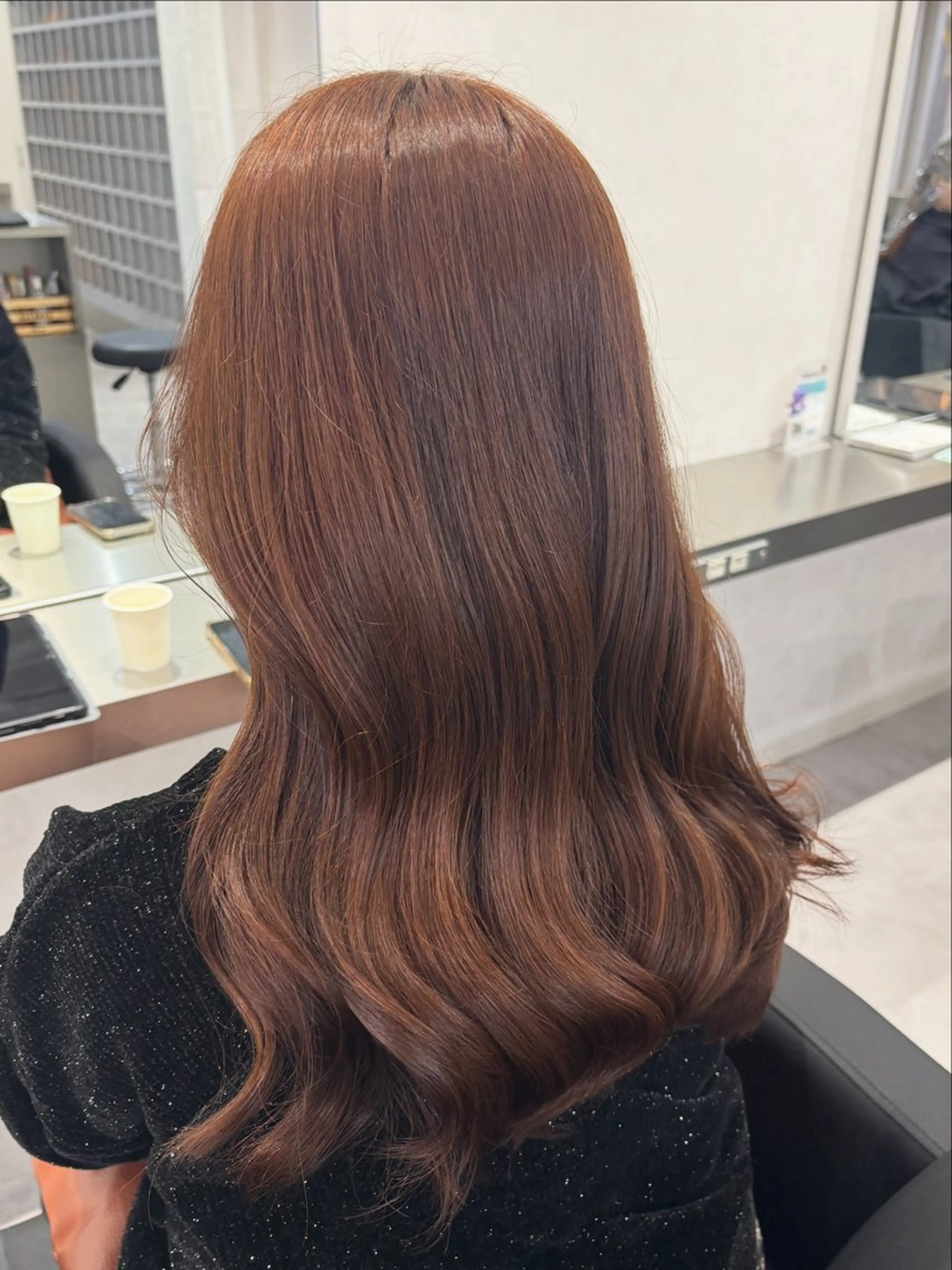 ロング カラー ブラウンカラー 透明感カラー オレンジ オレンジブラウン ヘアカラー トリートメント 韓国透明感🇰🇷 SAKURAのヘアスタイル