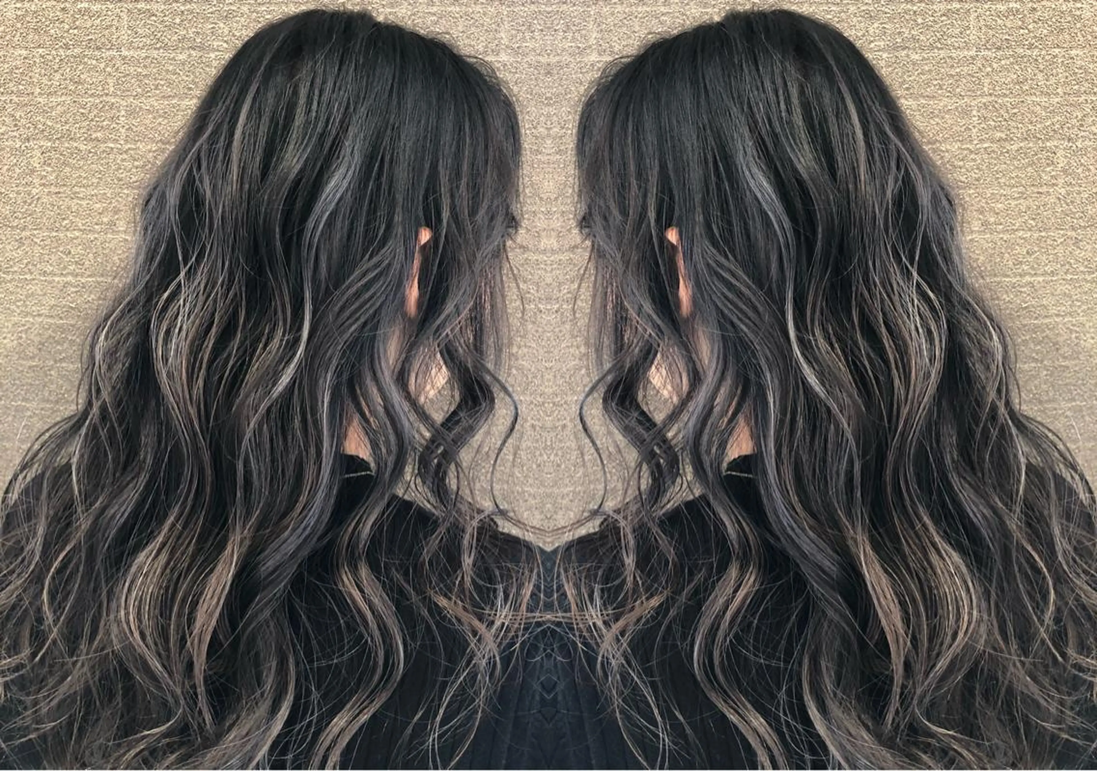 セミロング カラー ヘアアレンジ バレイヤージュ デザインカラー ハイライトカラー ハイライト レイヤーカット アンドウ ユウ/ レイヤーカット/韓国のヘアスタイル