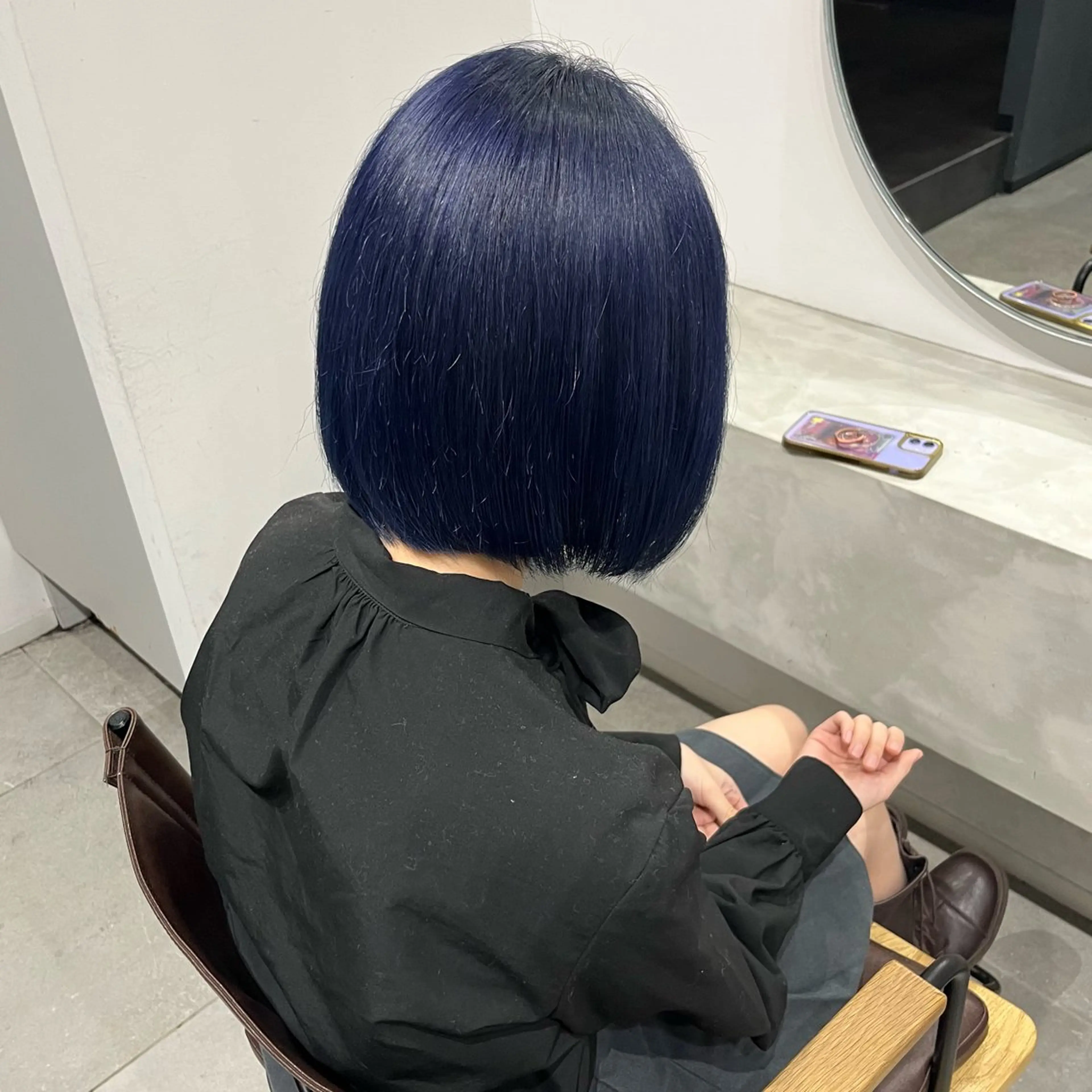 カラー ブリーチ ネイビーカラー emma所属・RINA 韓国ヘア/半個室のヘアスタイル