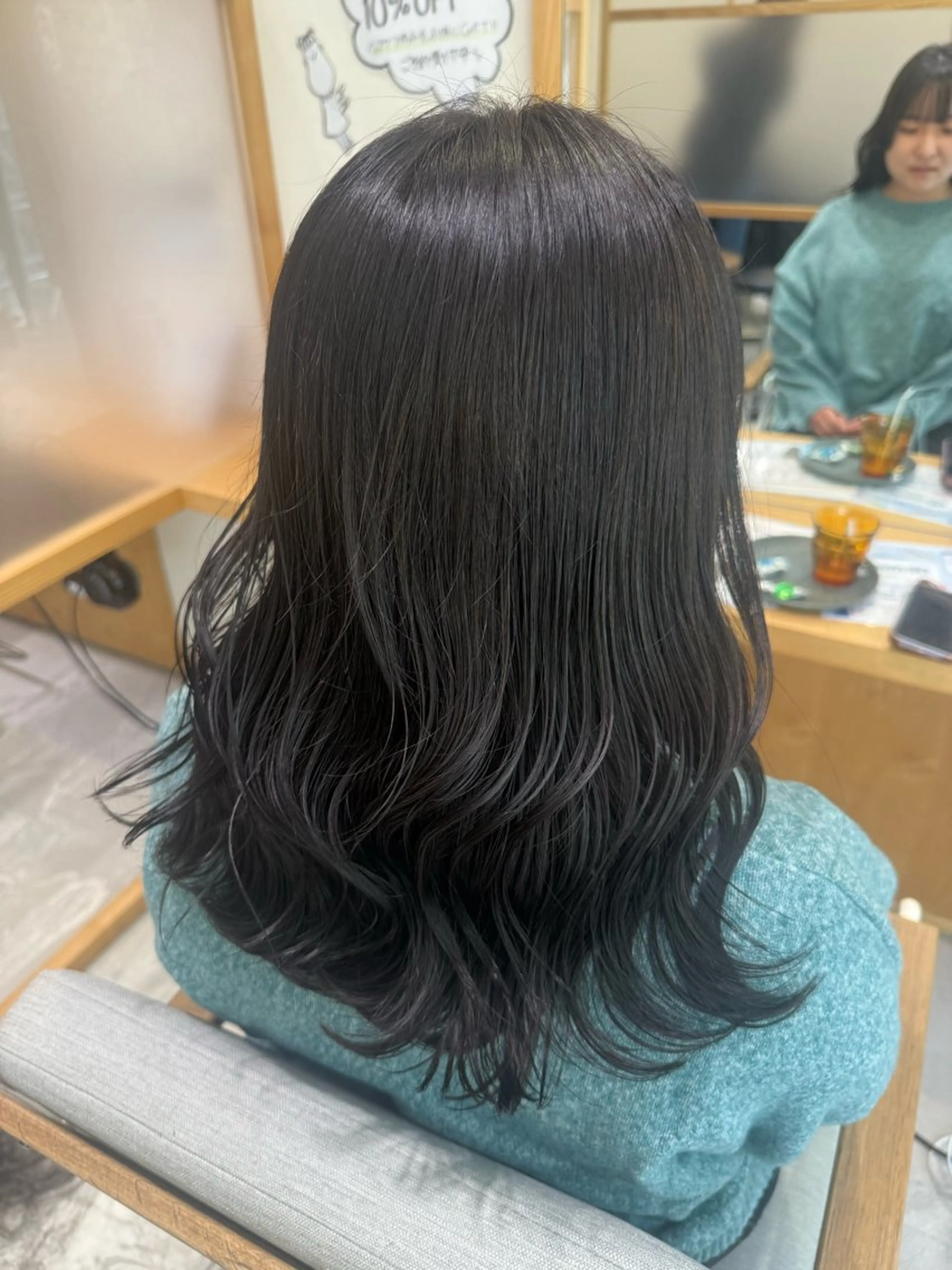 セミロング カラー 黒髪 ブルーカラー ブルーブラック カット ヘアカラー トリートメント Spin hair烏丸店所属・🌟Spinhair 福永えいみ🌙*.｡のヘアスタイル