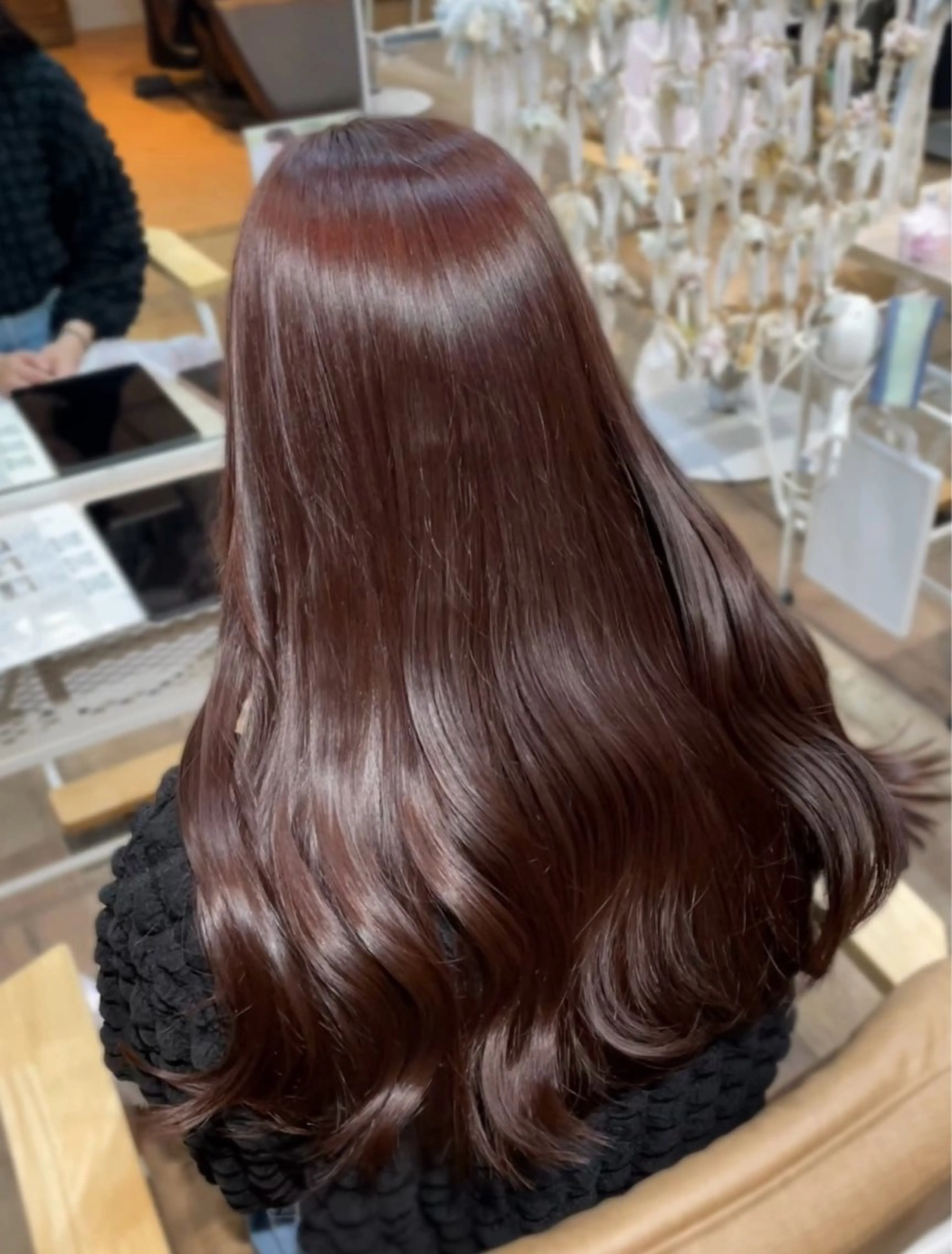 ロング ピンクブラウン カット ヘアカラー トリートメント ピンク・ラベンダー/ レイヤー/NANAのヘアスタイル