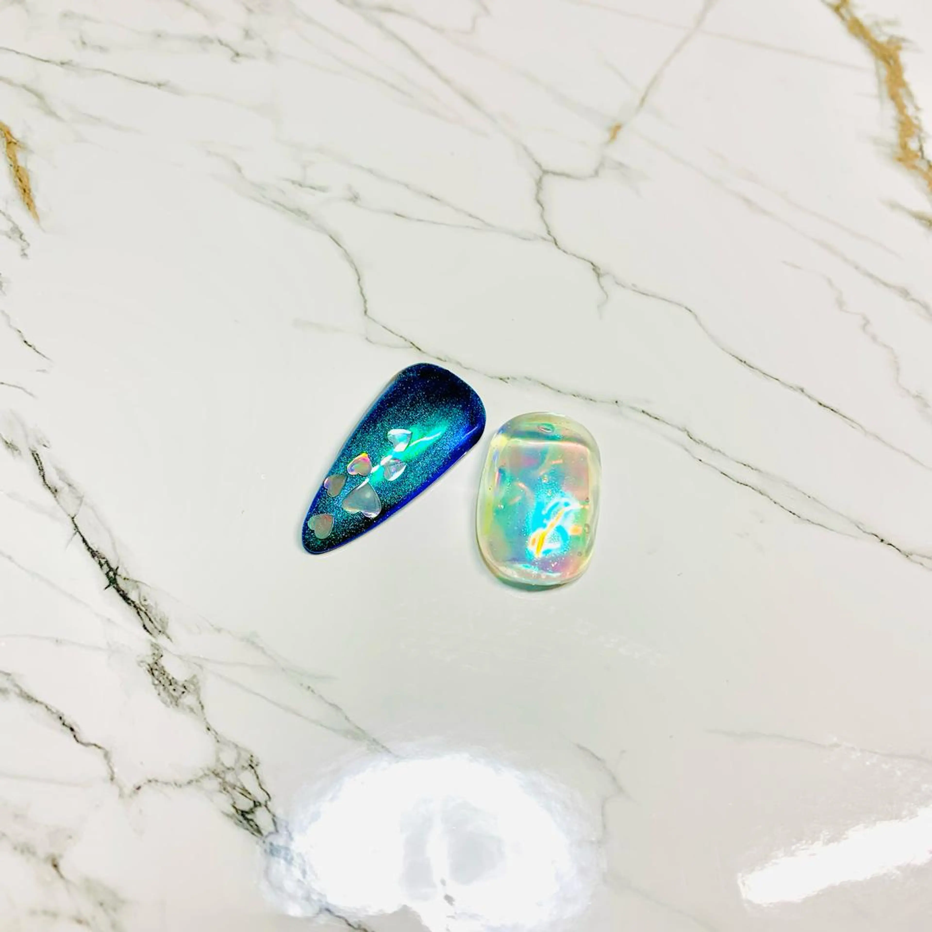 ネイル アートネイル オーロラネイル ハート 氷ネイル・うるうるネイル 韓国ネイル Nailsalon Spina 琴美のネイルデザイン