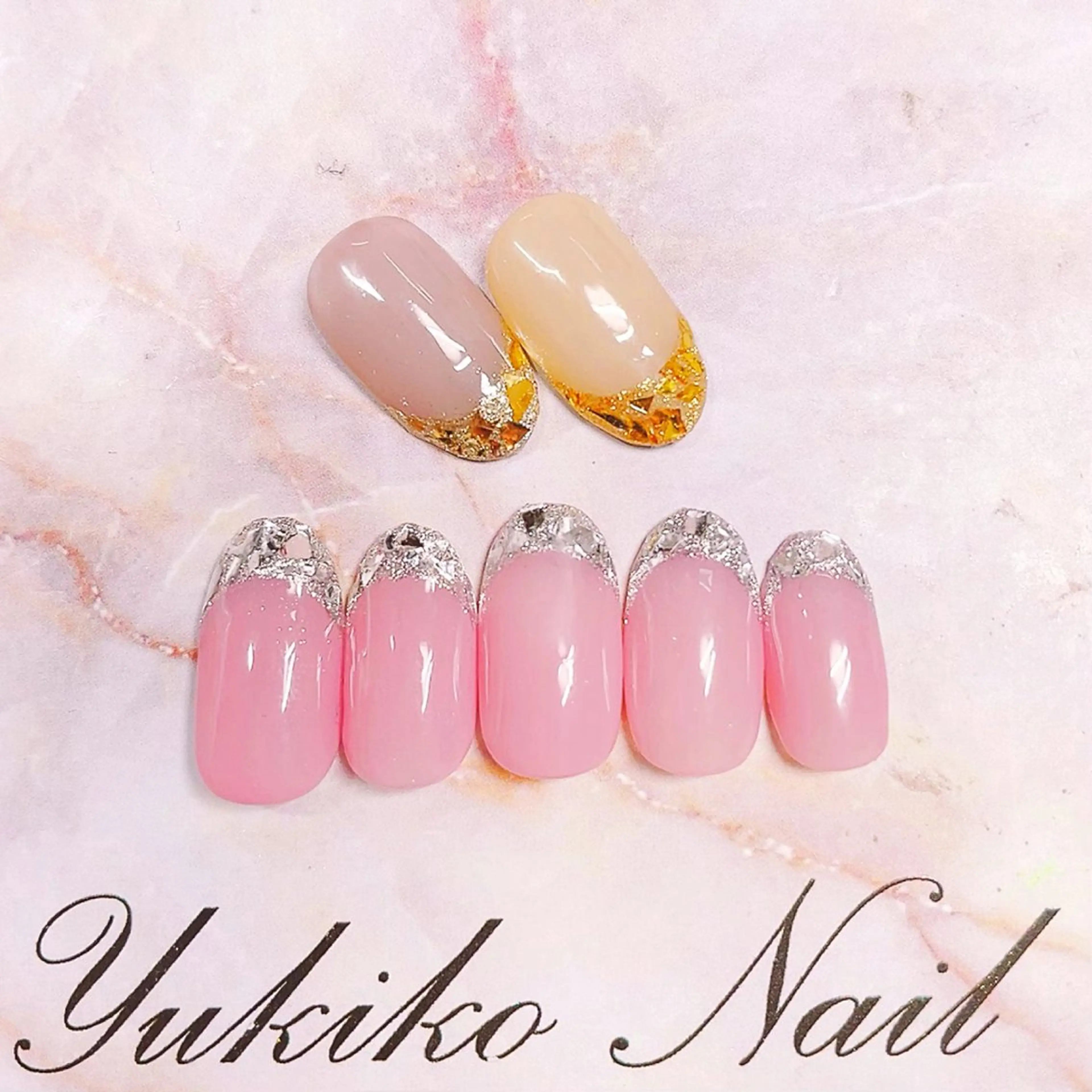 ネイル フレンチネイル ガラスフレンチ ハンドネイル ユキコ ネイルのネイルデザイン