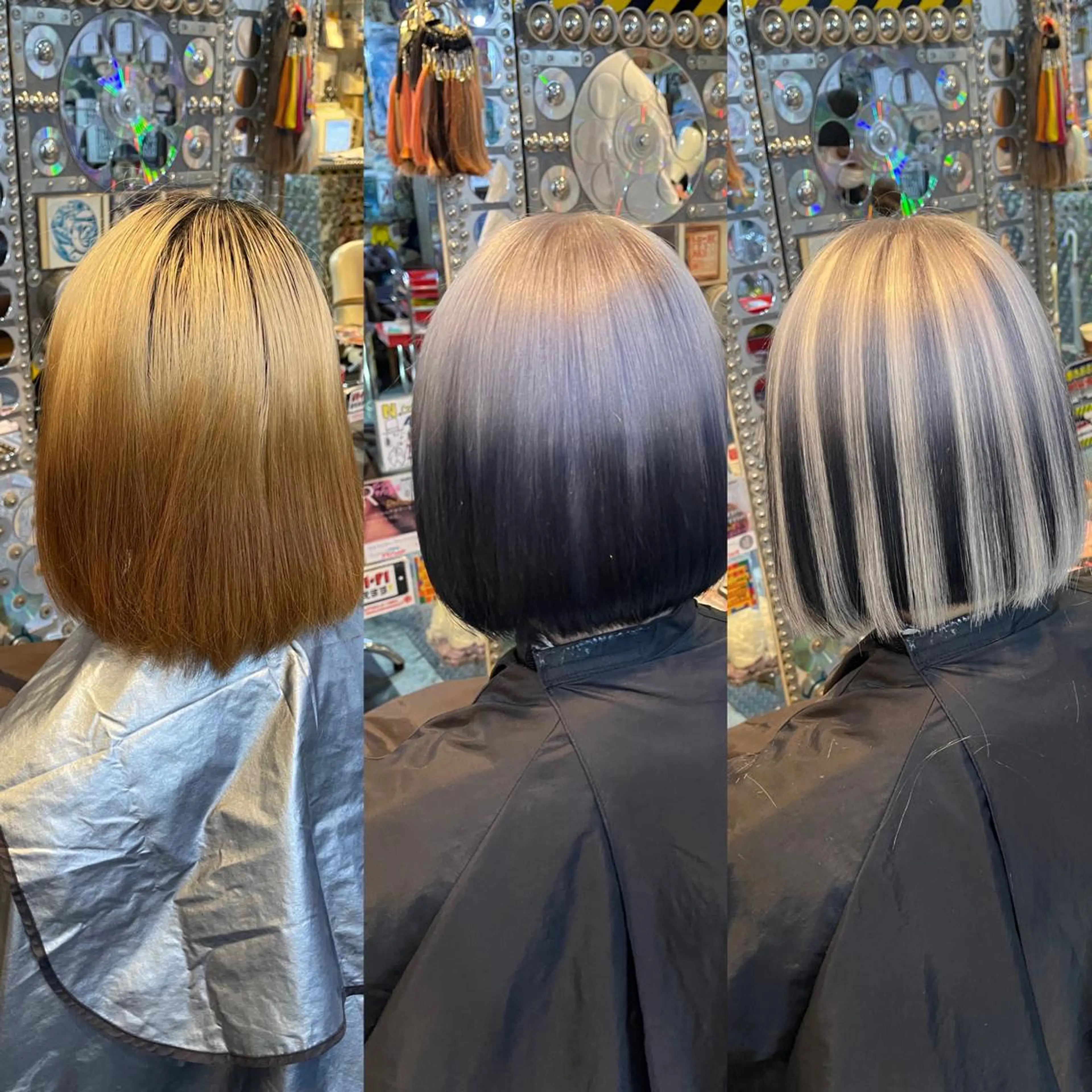 ショート カラー ヘアアレンジ シールエクステ 黒髪 ブリーチ グラデーションカラー ハイトーンカラー haco+所属・🌈派手髪エクステ ブレイズ🌈ひろとのヘアスタイル