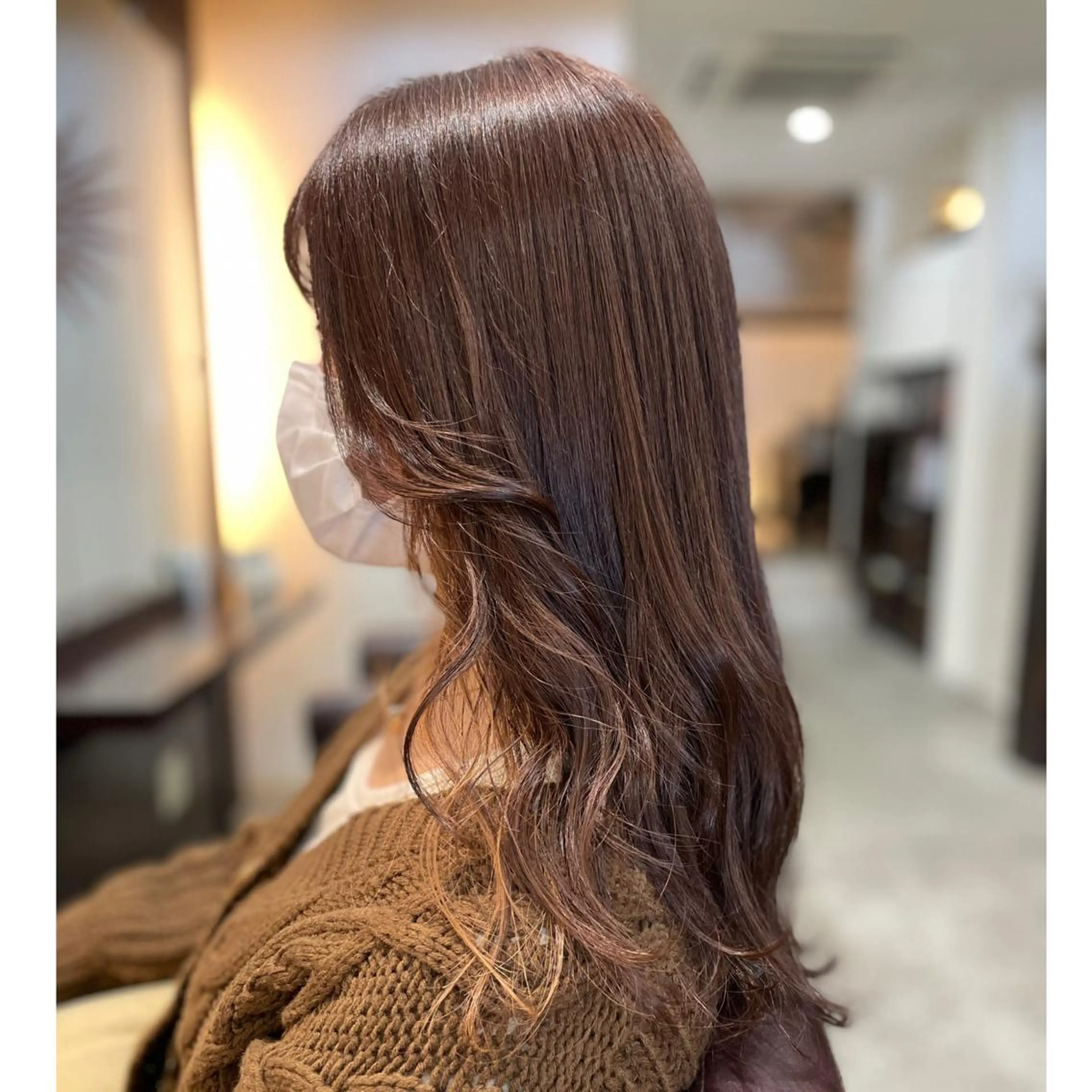 ロング カラー ブラウンカラー チョコレートブラウン イヤリングカラー hair salon age所属・福積 めぐみのヘアスタイル