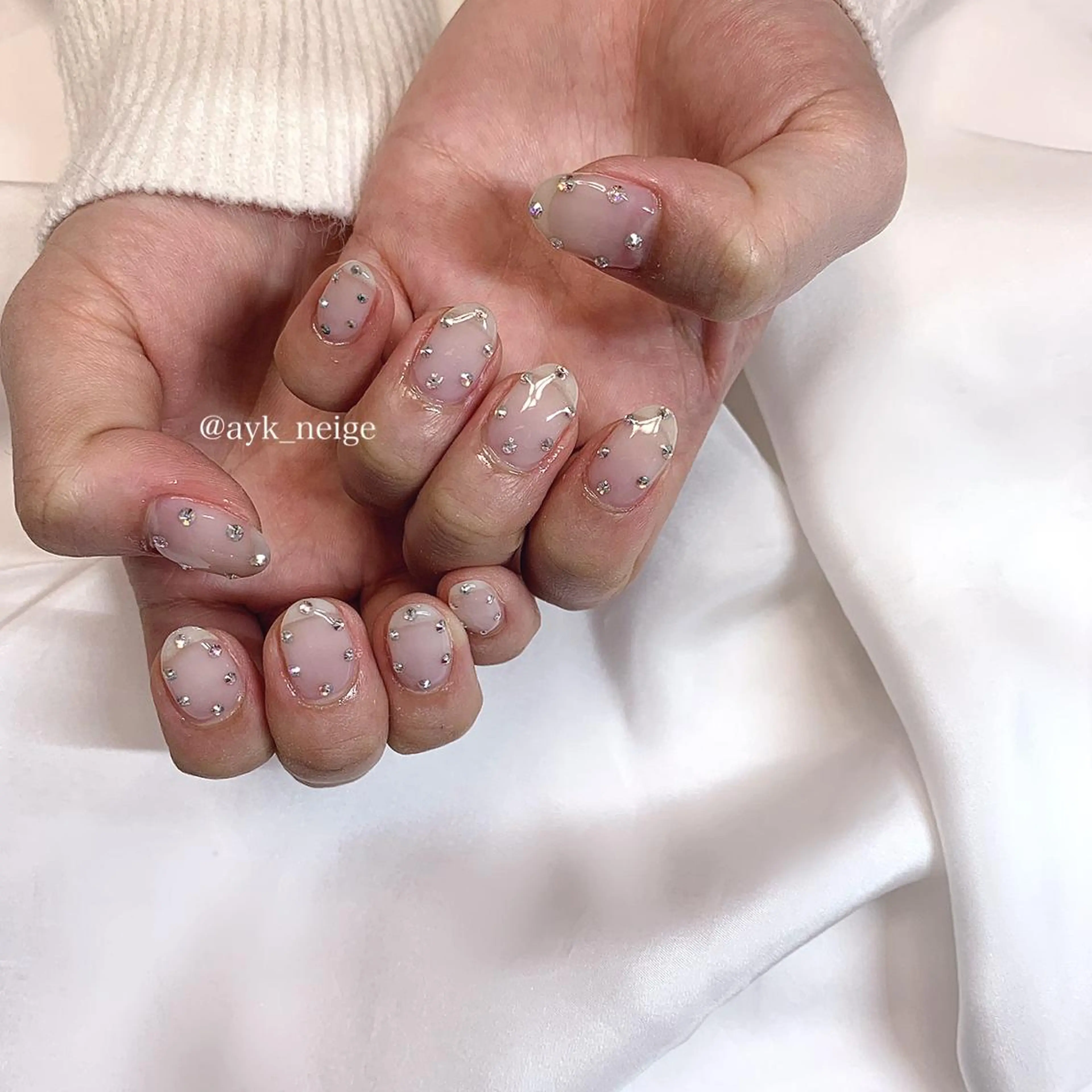 ネイル キラキラネイル 韓国ネイル ニュアンスネイル 冬ネイル n'eige nail所属・大谷 綾香のネイルデザイン