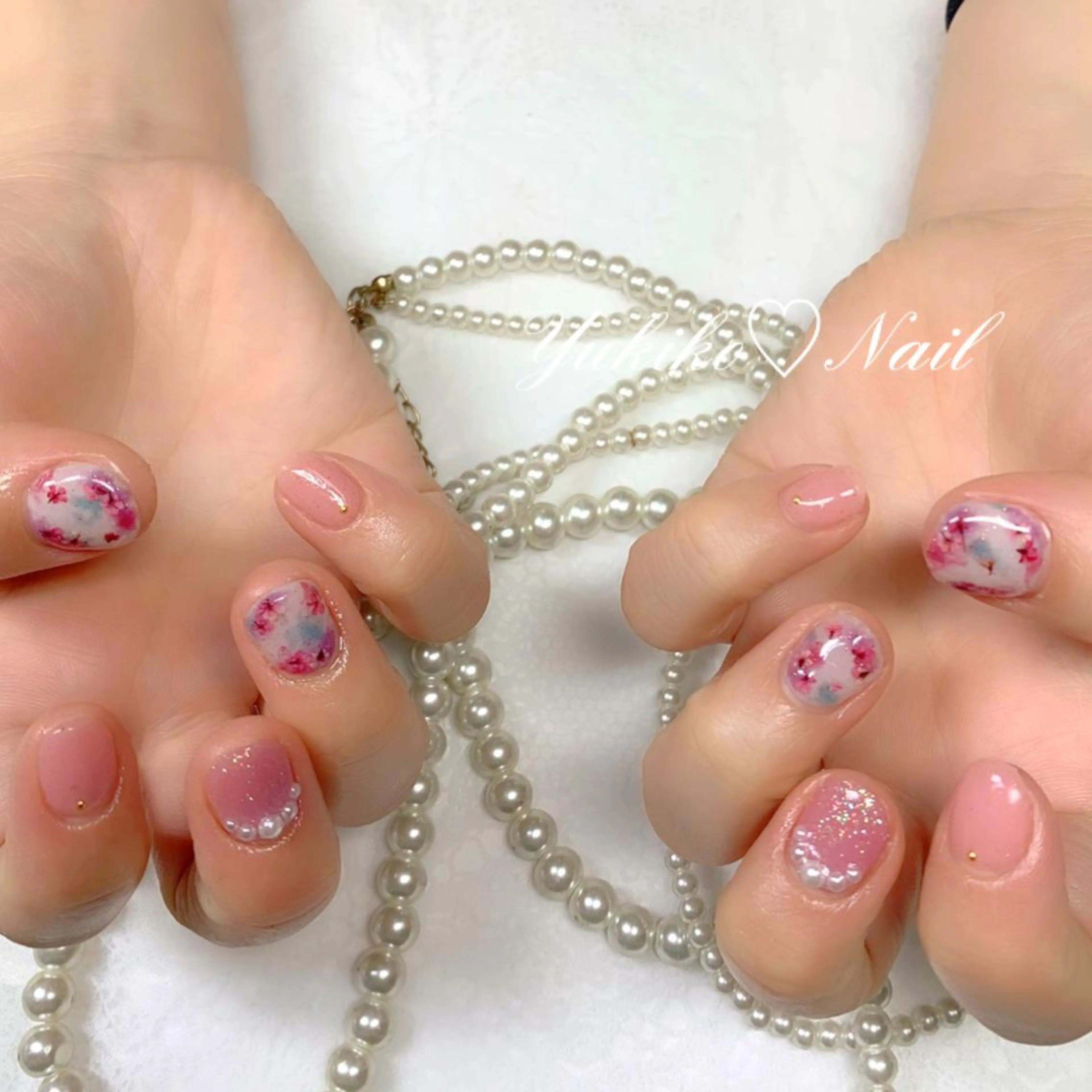 ネイル 桜ネイル ニュアンスネイル ハンドネイル ユキコ ネイルのネイルデザイン