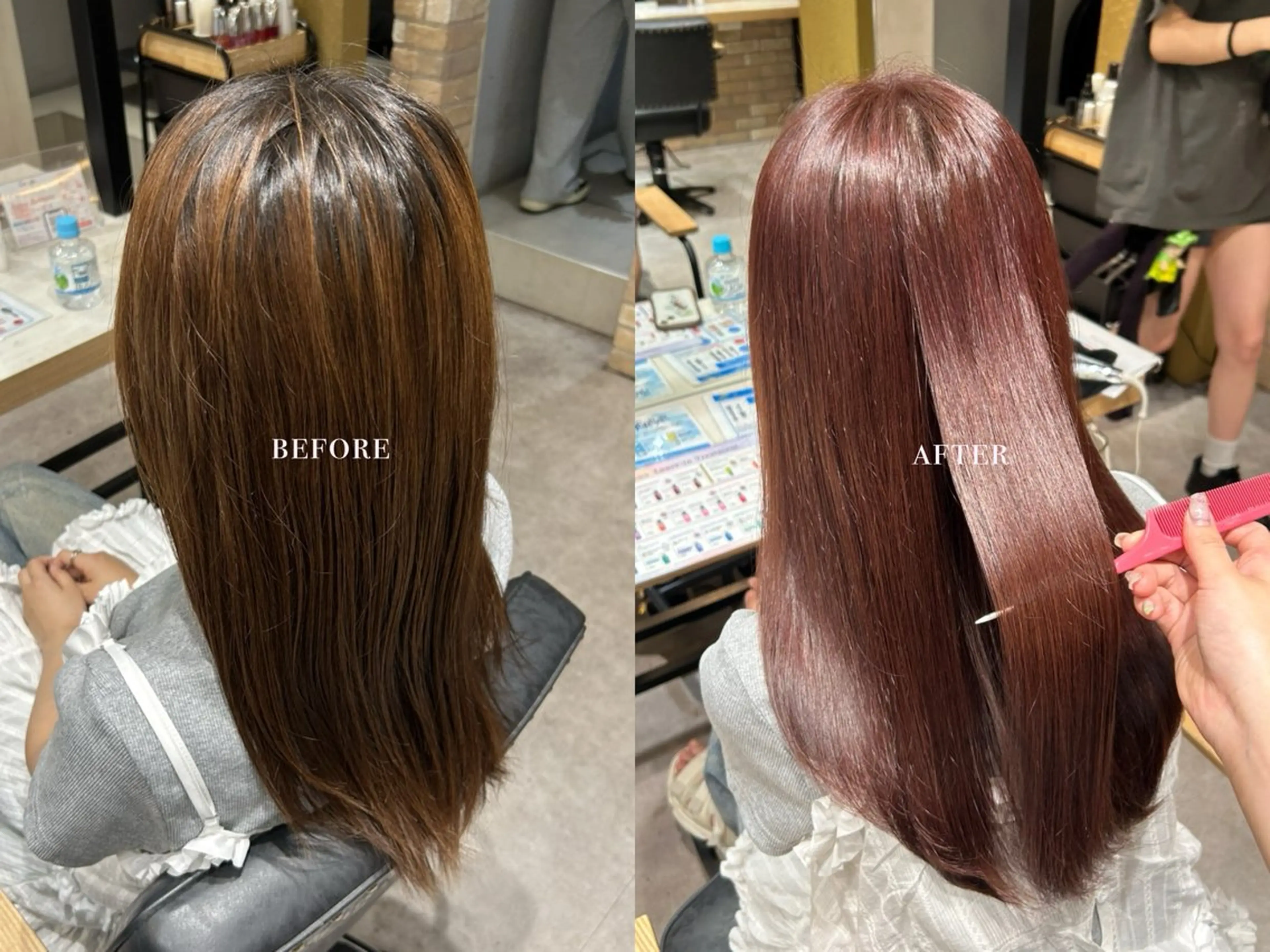 ロング カラー ブラウンカラー ピンクカラー ピンクブラウン ヘアカラー レイヤースタイル COCORO 🎀のヘアスタイル