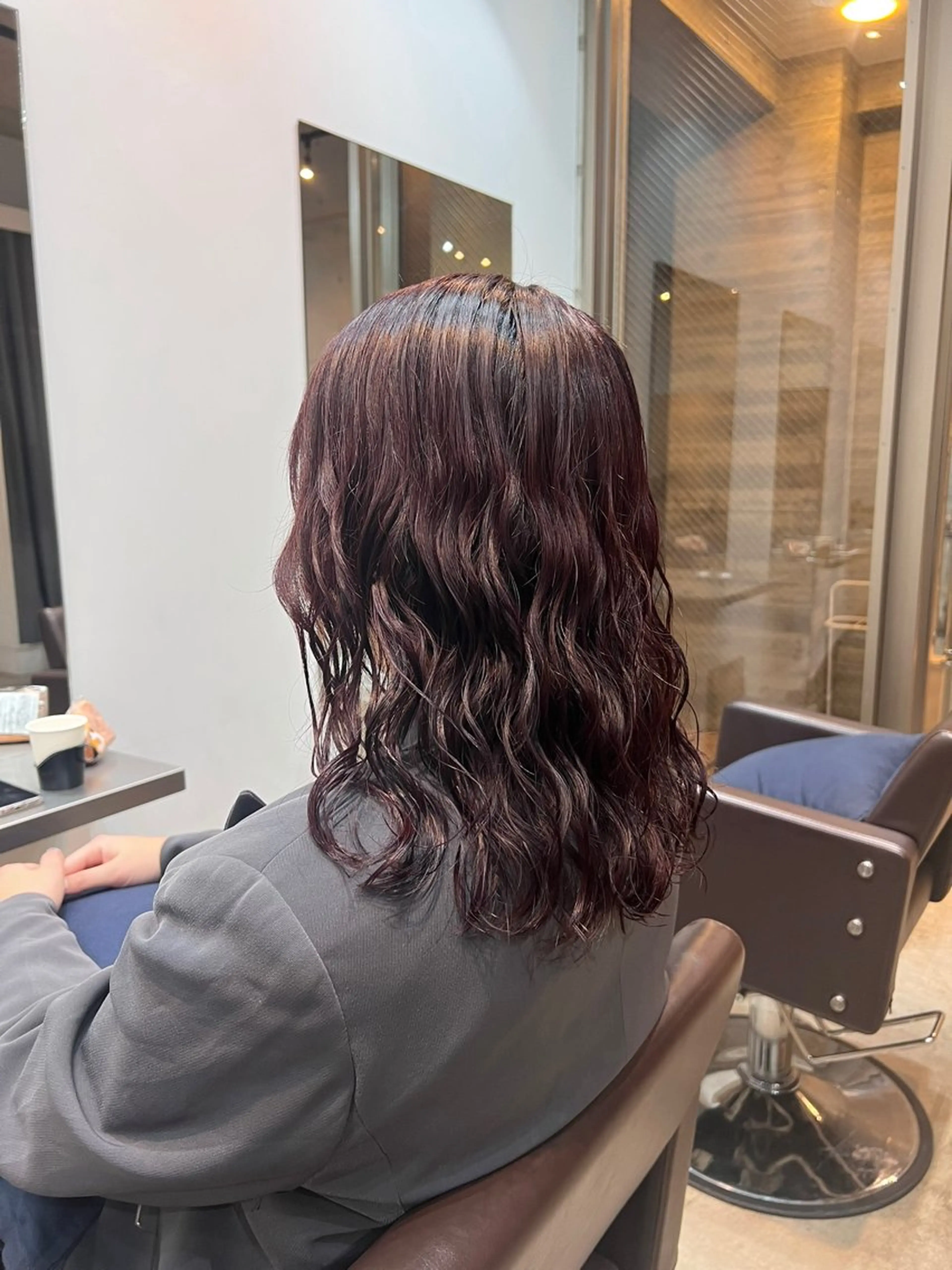 ミディアム カット ヘアカラー パーマ デジタルパーマ/ ウェーブパーマ/神野のヘアスタイル