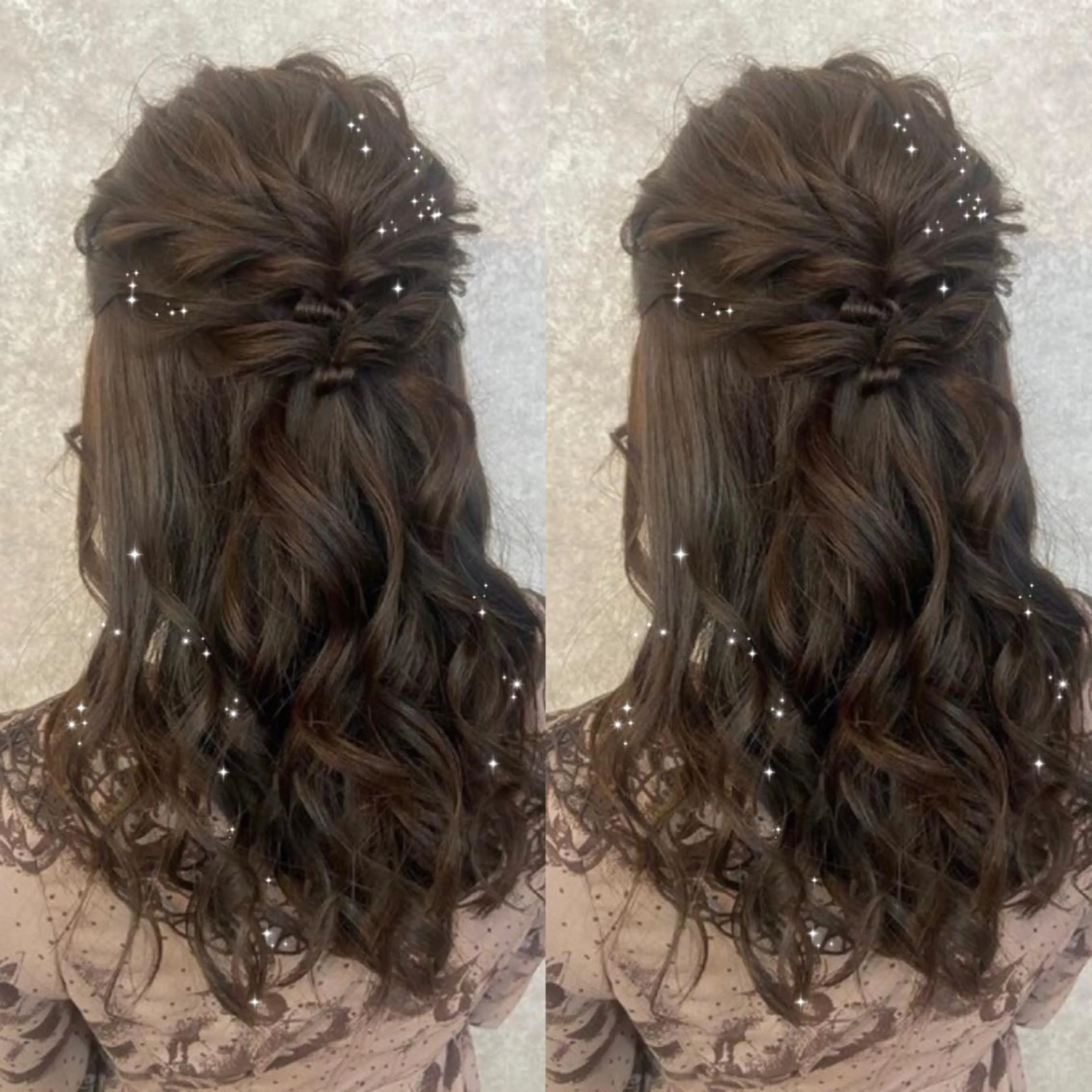 ロング ヘアアレンジ ヘアセット 🐈‍⬛momo🐾 ダブルカラーのヘアスタイル