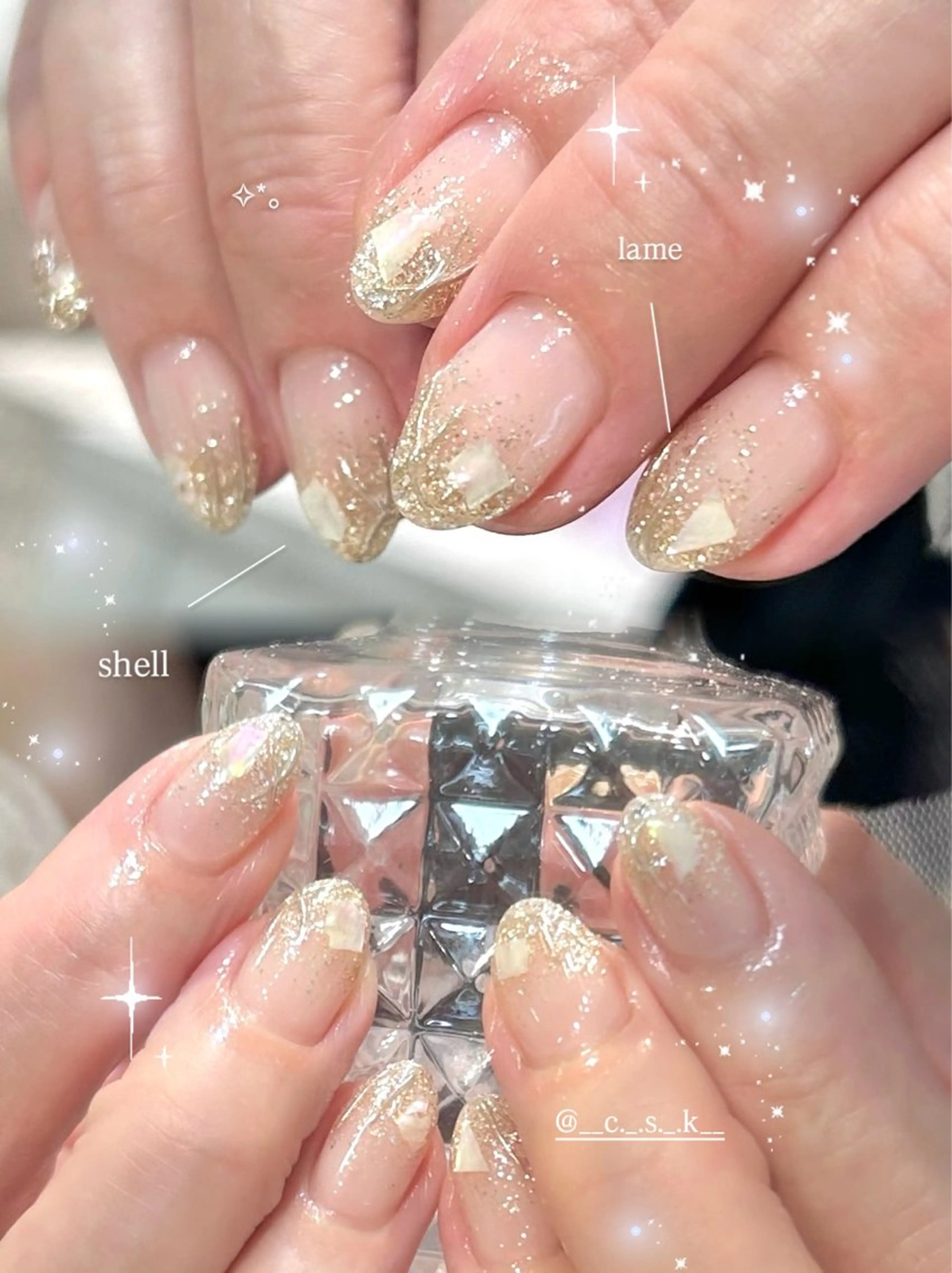 ネイル ラメ(グリッター) ミラーネイル シルバー ハンドネイル 🎀チーク/ちゅるん 🫧chisa🎀のネイルデザイン