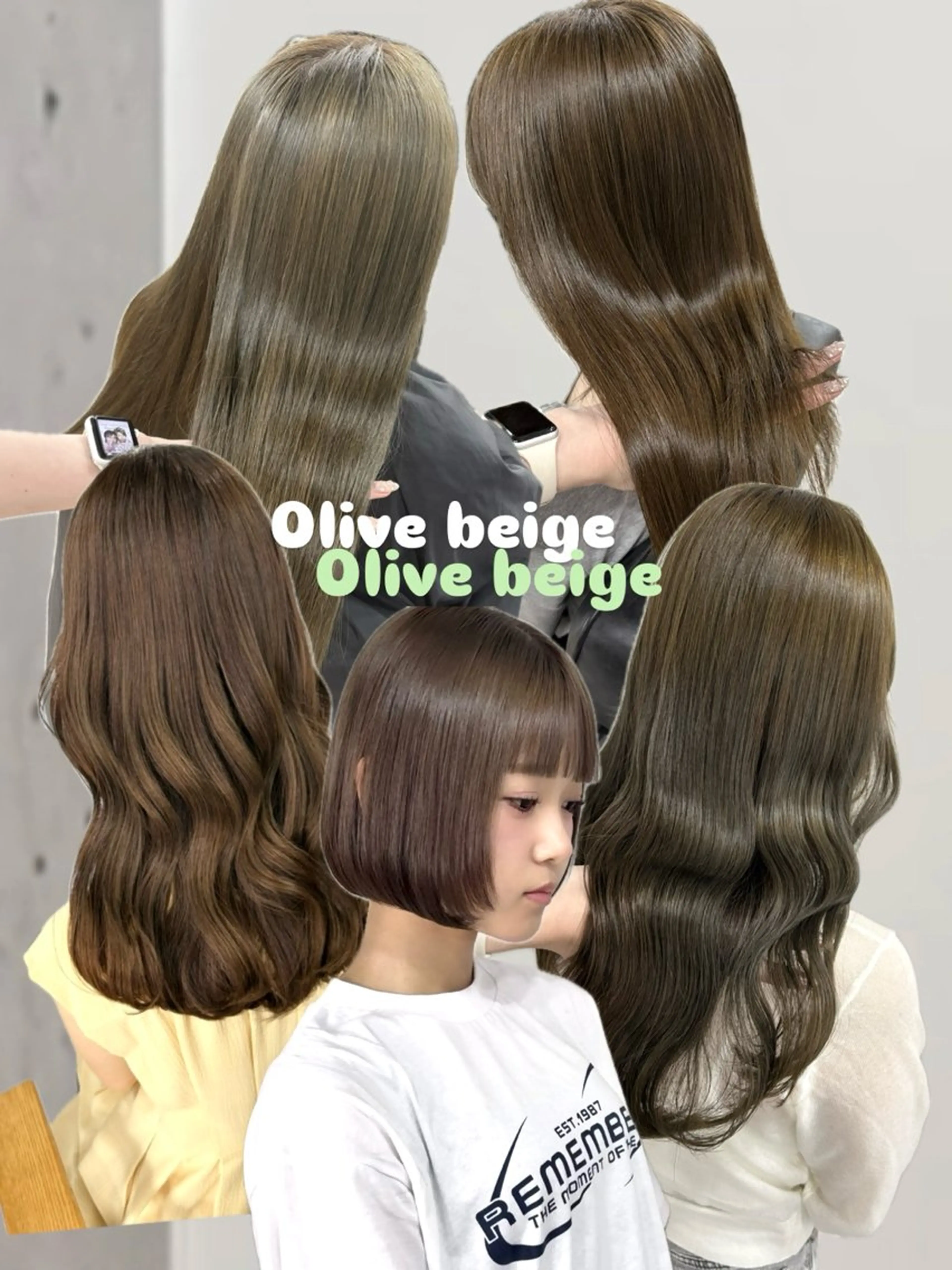 セミロング カラー ベージュカラー オリーブベージュ カット ヘアカラー 盛れる顔まわり✨🎀 モテカラー別所好葉のヘアスタイル