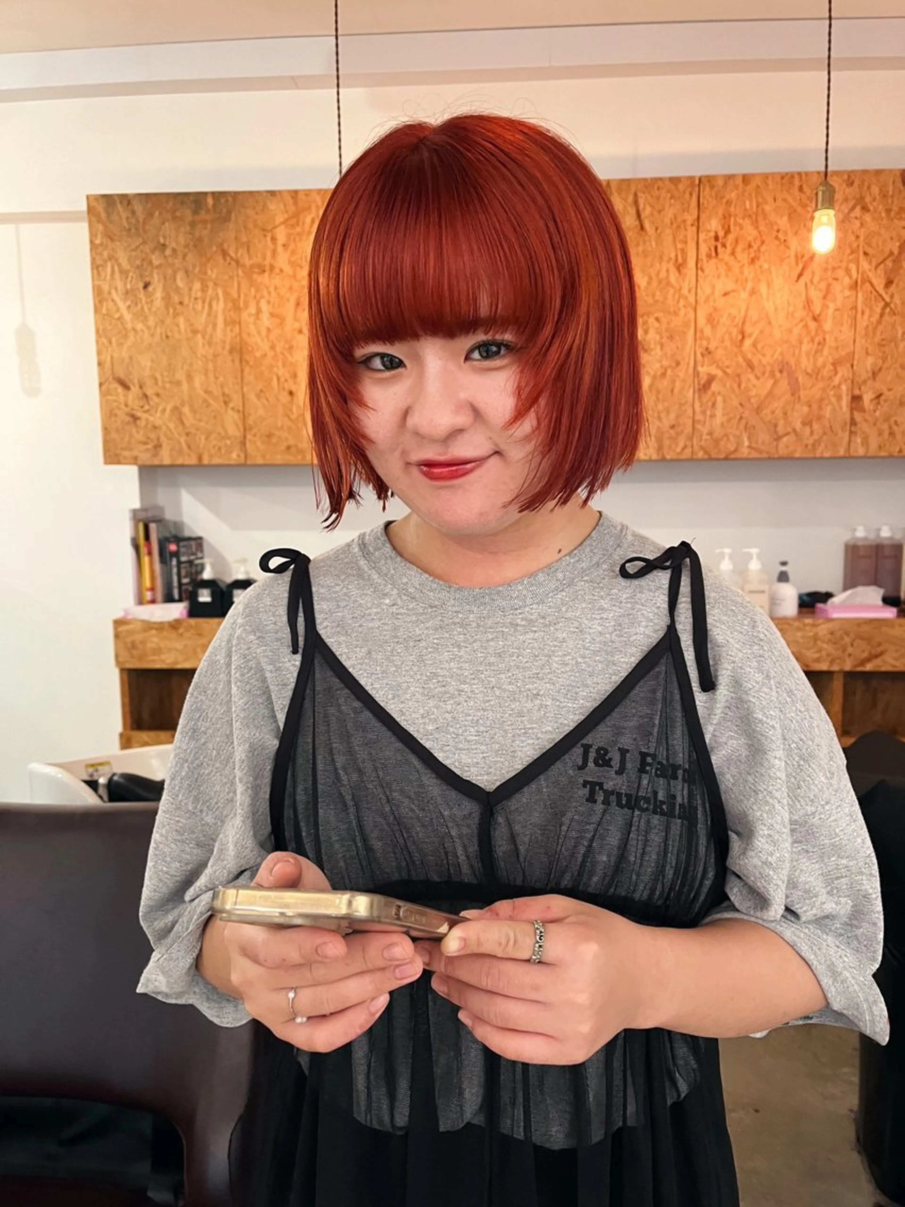 カラー ブリーチ オレンジ 暖色/パーマ 🌼クニトウメイのヘアスタイル