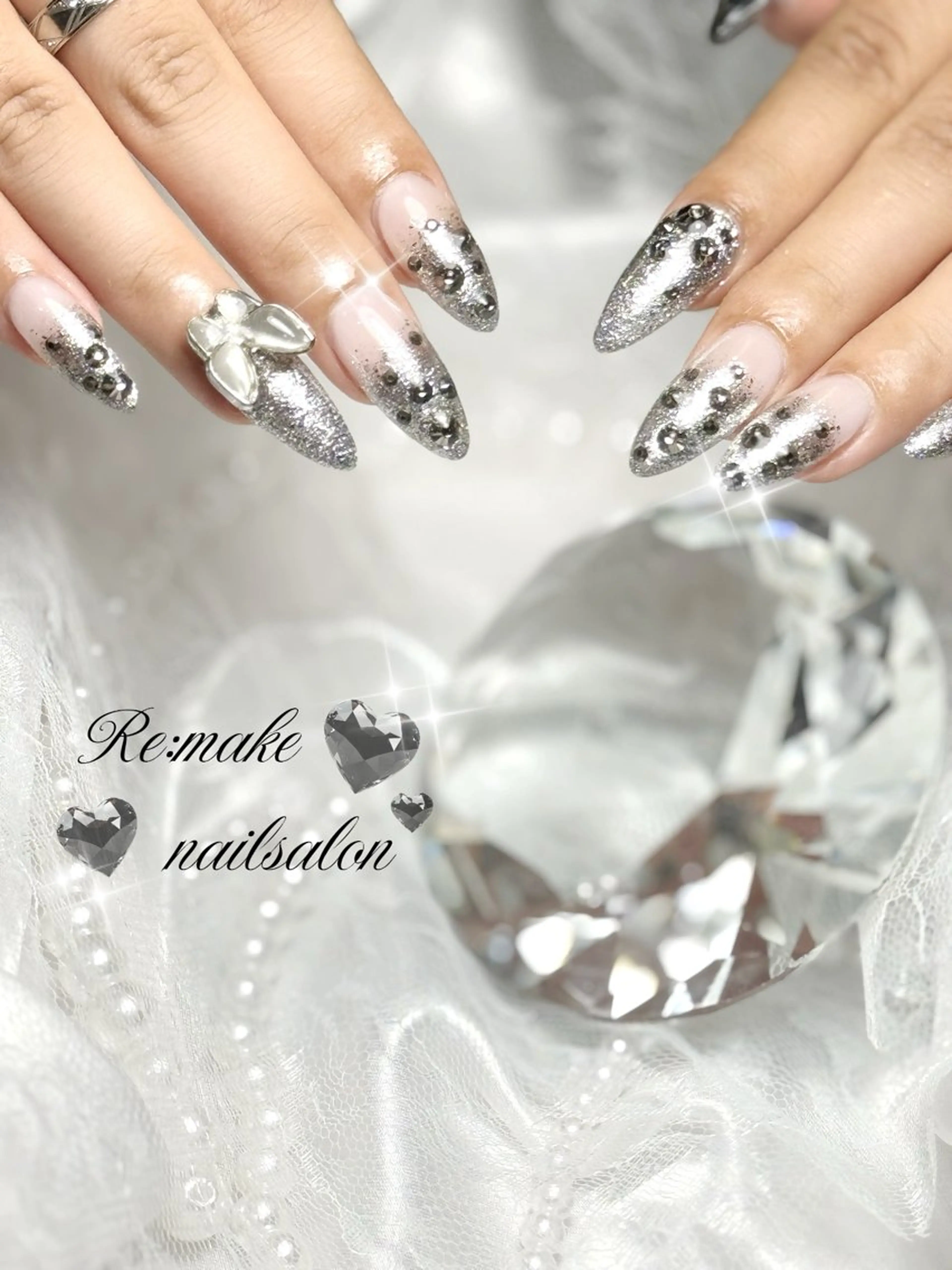 ネイル グラデーション ラメ(グリッター) ラメグラデーション ハンドネイル Suetake Shuriのネイルデザイン