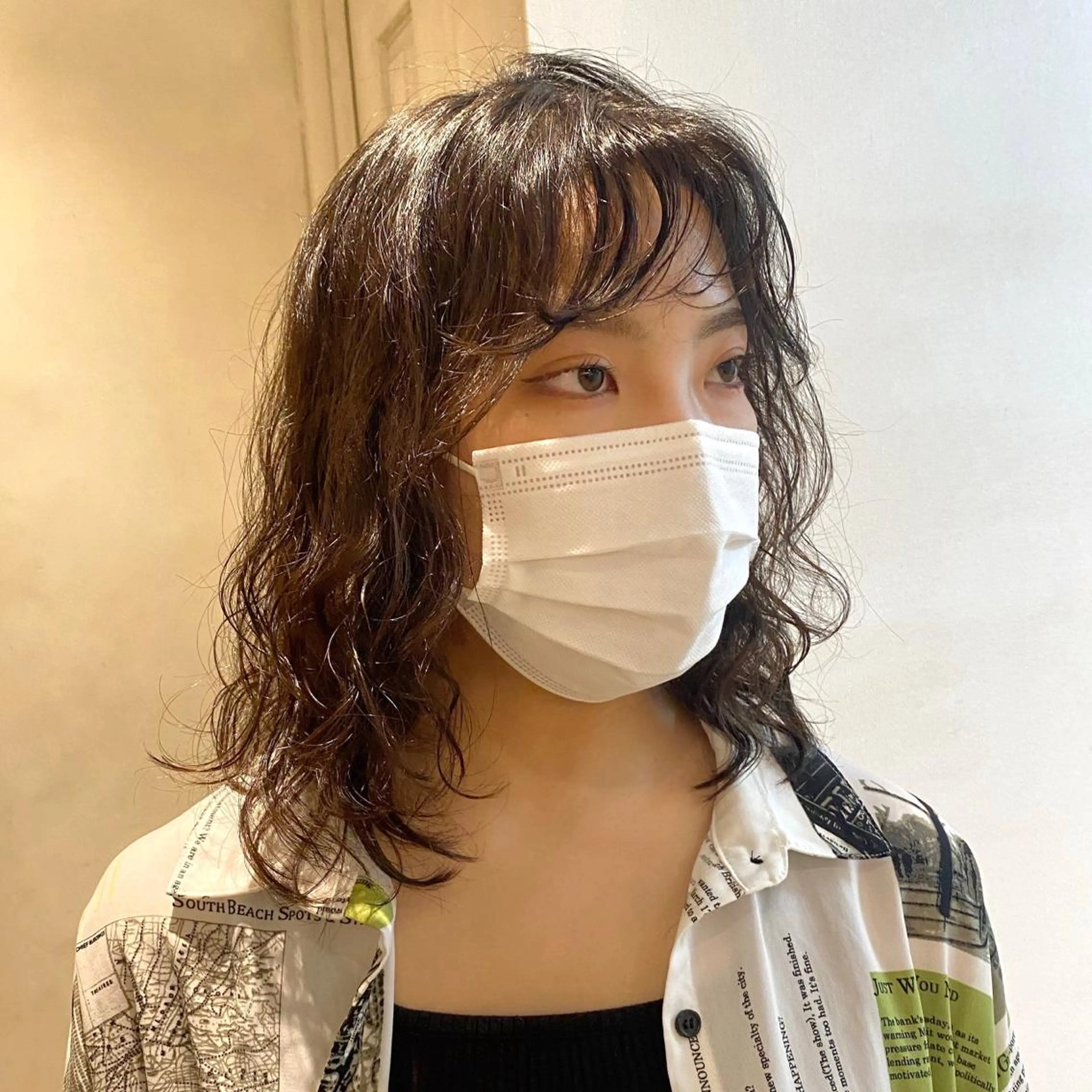 セミロング パーマ セミロングパーマ 縮毛矯正 デジタルパーマ カット パーマ 千 田のヘアスタイル