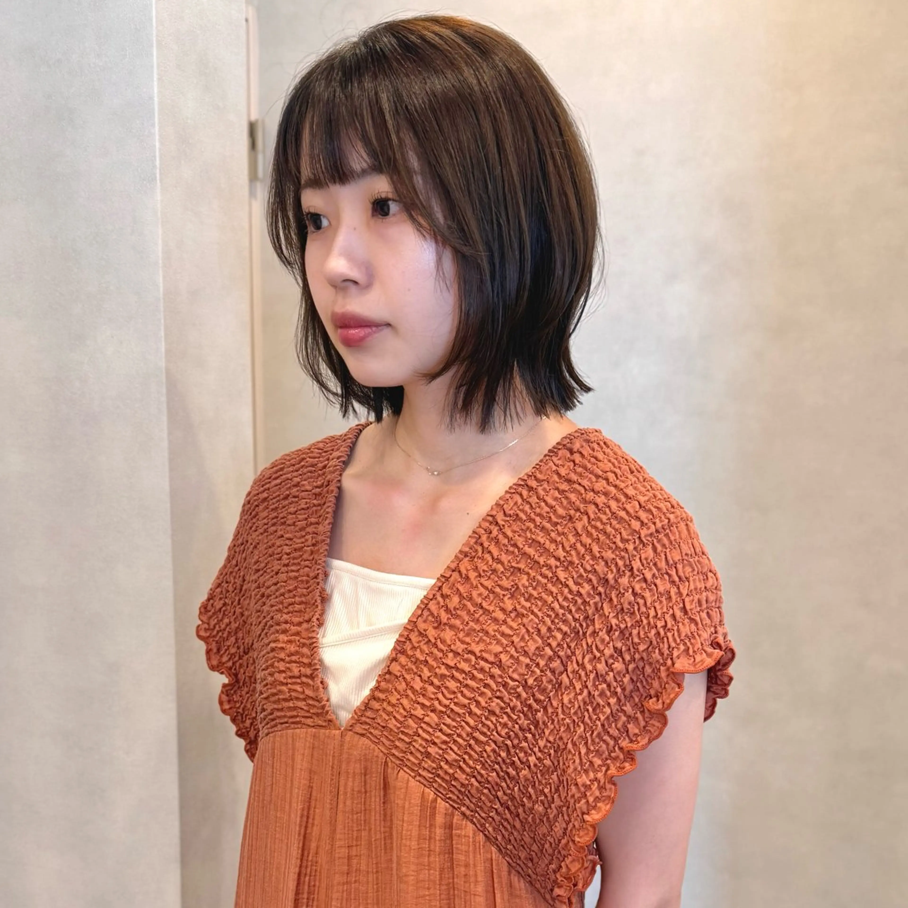 ミディアム カラー ボブレイヤー ブラウンカラー くすみブラウン ボブ レイヤーカット カット ヘアカラー Lita./ 大賀ひかり🧁🫧のヘアスタイル