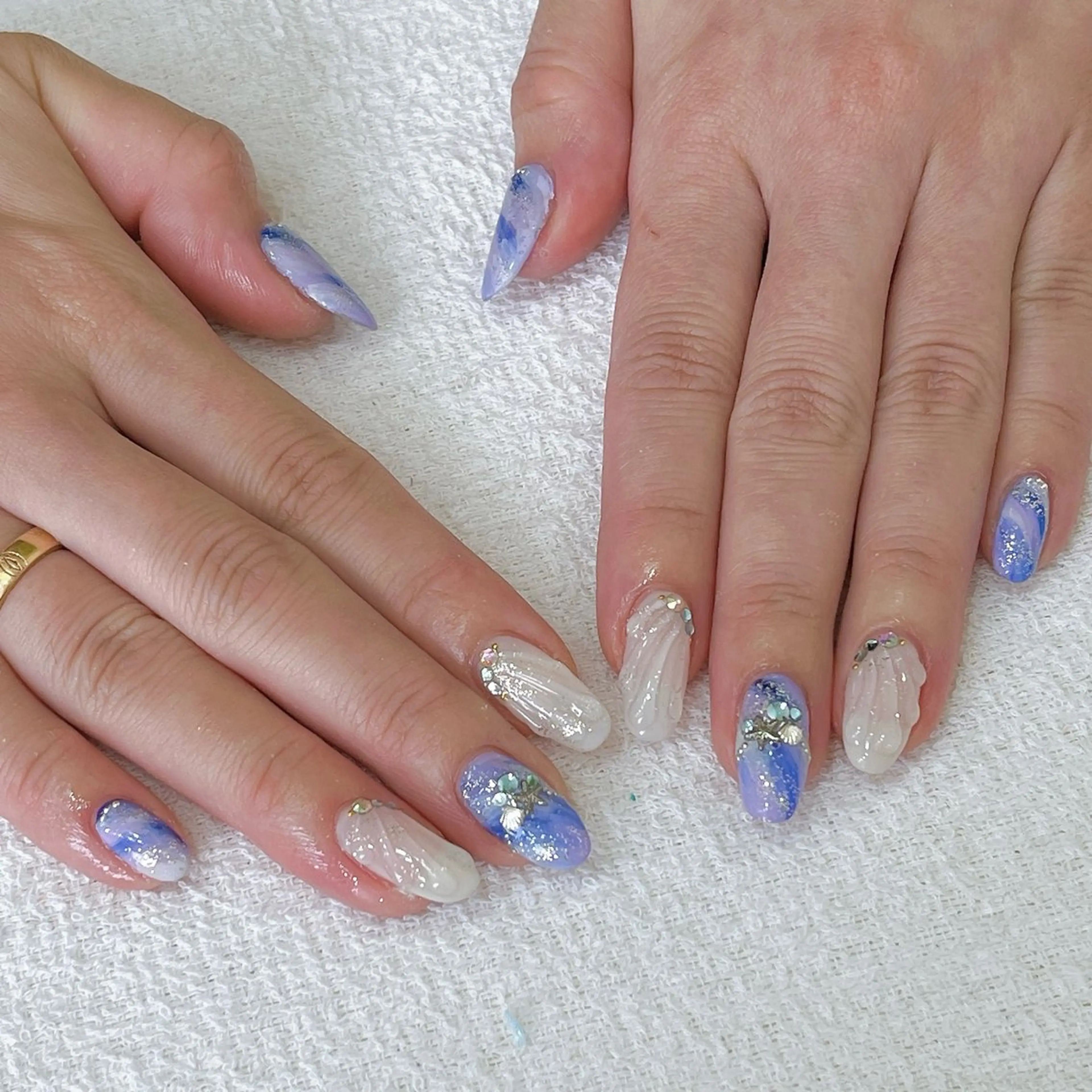 ネイル ブルー パープル Ellenail名古屋所属・伊藤 愛のネイルデザイン