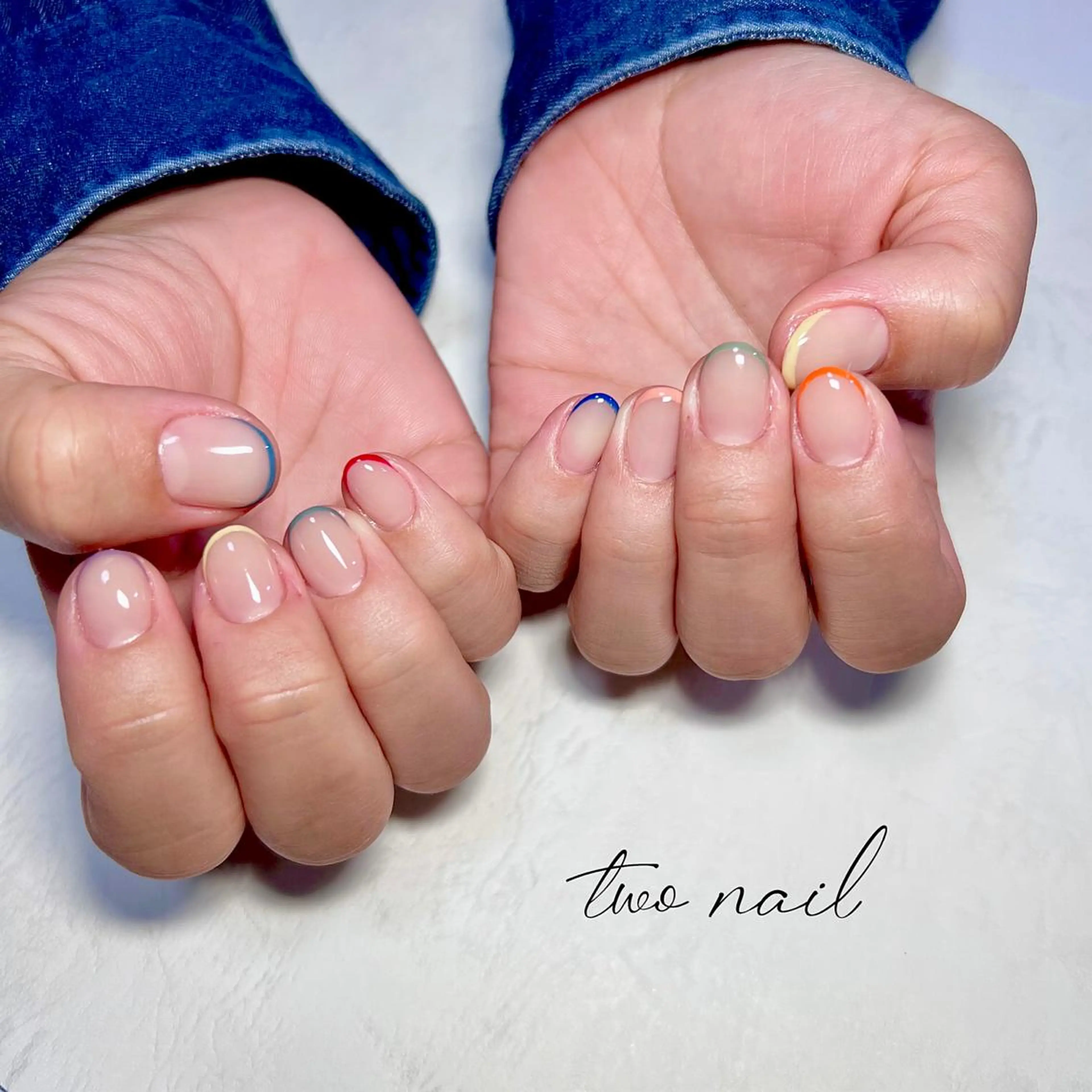 ネイル アートネイル フットネイル ハート ニュアンスネイル ホワイト two nailのネイルデザイン