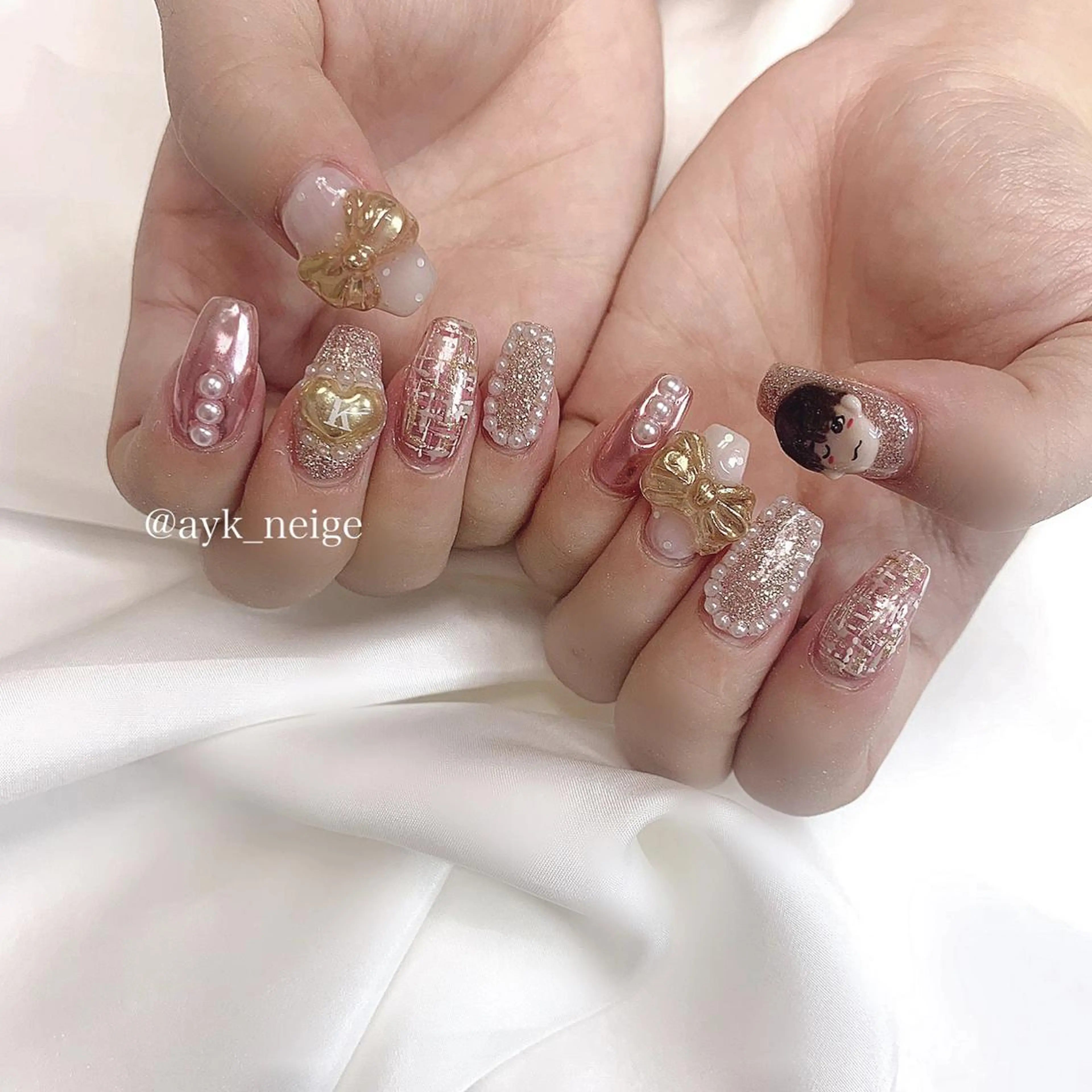 ネイル オーロラネイル フットネイル キラキラネイル 韓国ネイル ツイードネイル n'eige nail所属・大谷 綾香のネイルデザイン