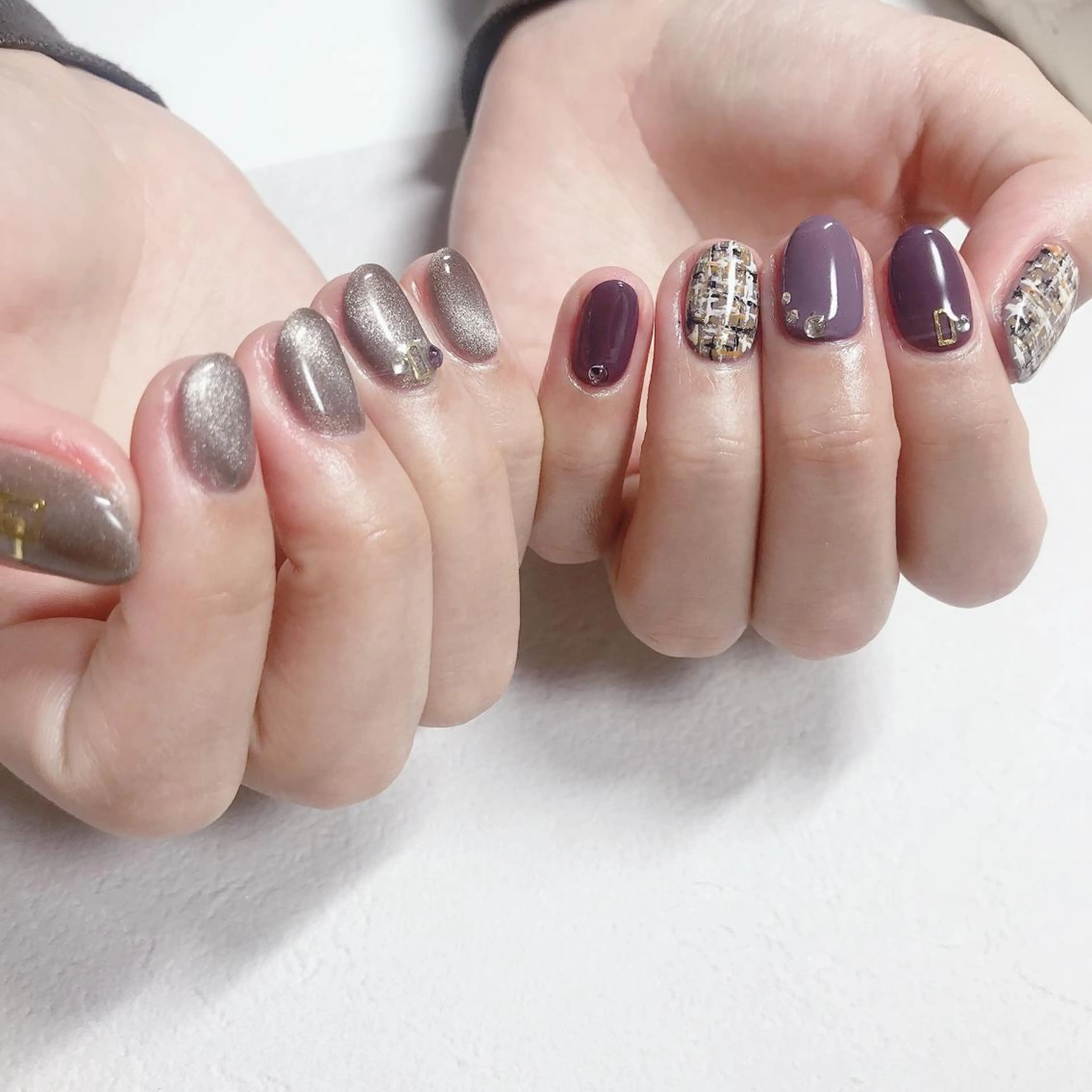 ネイル マグネットネイル ツイードネイル ハンドネイル Room nailのネイルデザイン