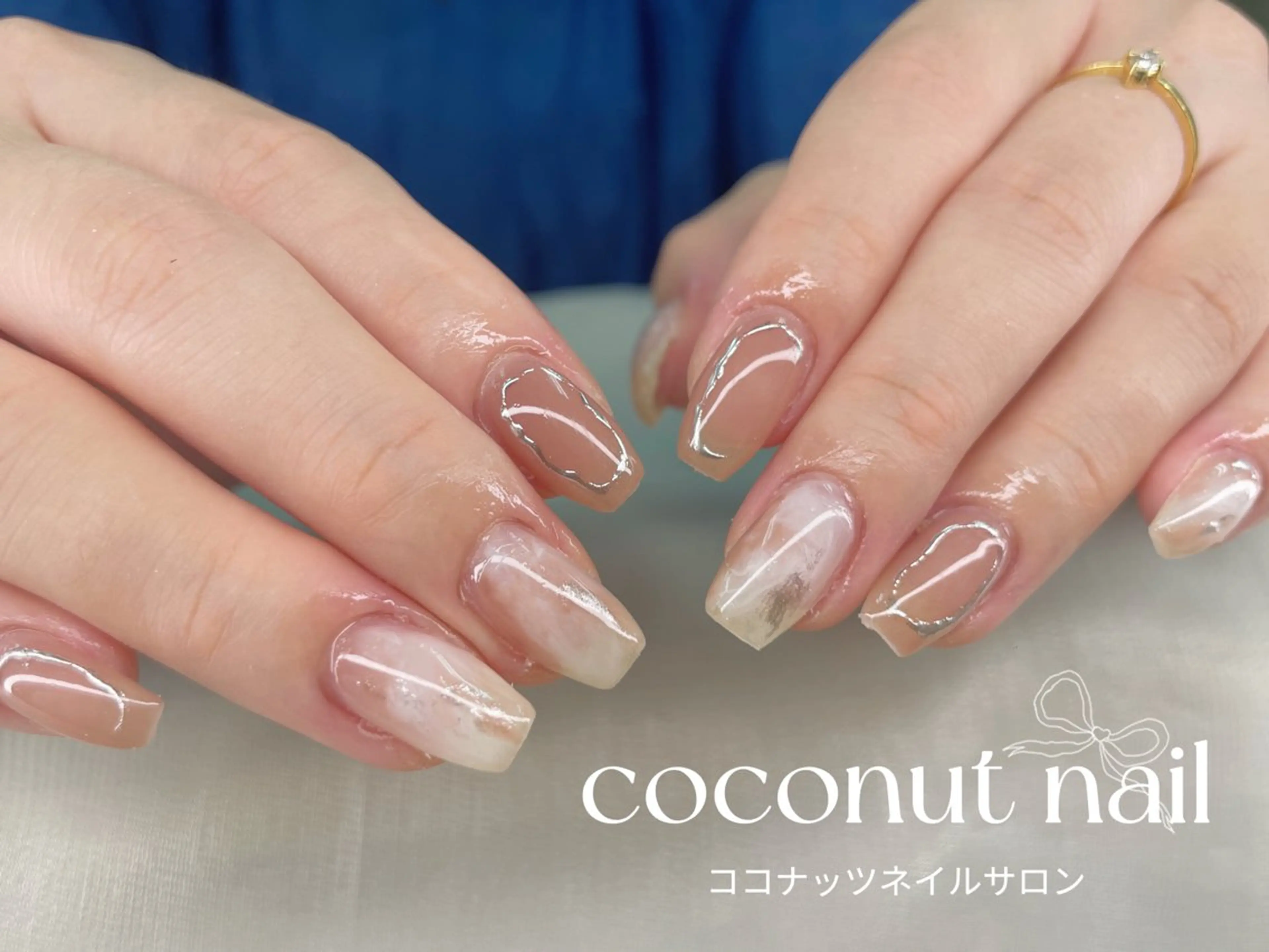 ネイル べっ甲ネイル フレンチネイル キラキラネイル マグネットネイル 大理石ネイル(マーブル) ハンドネイル 神田 ココナッツのネイルデザイン