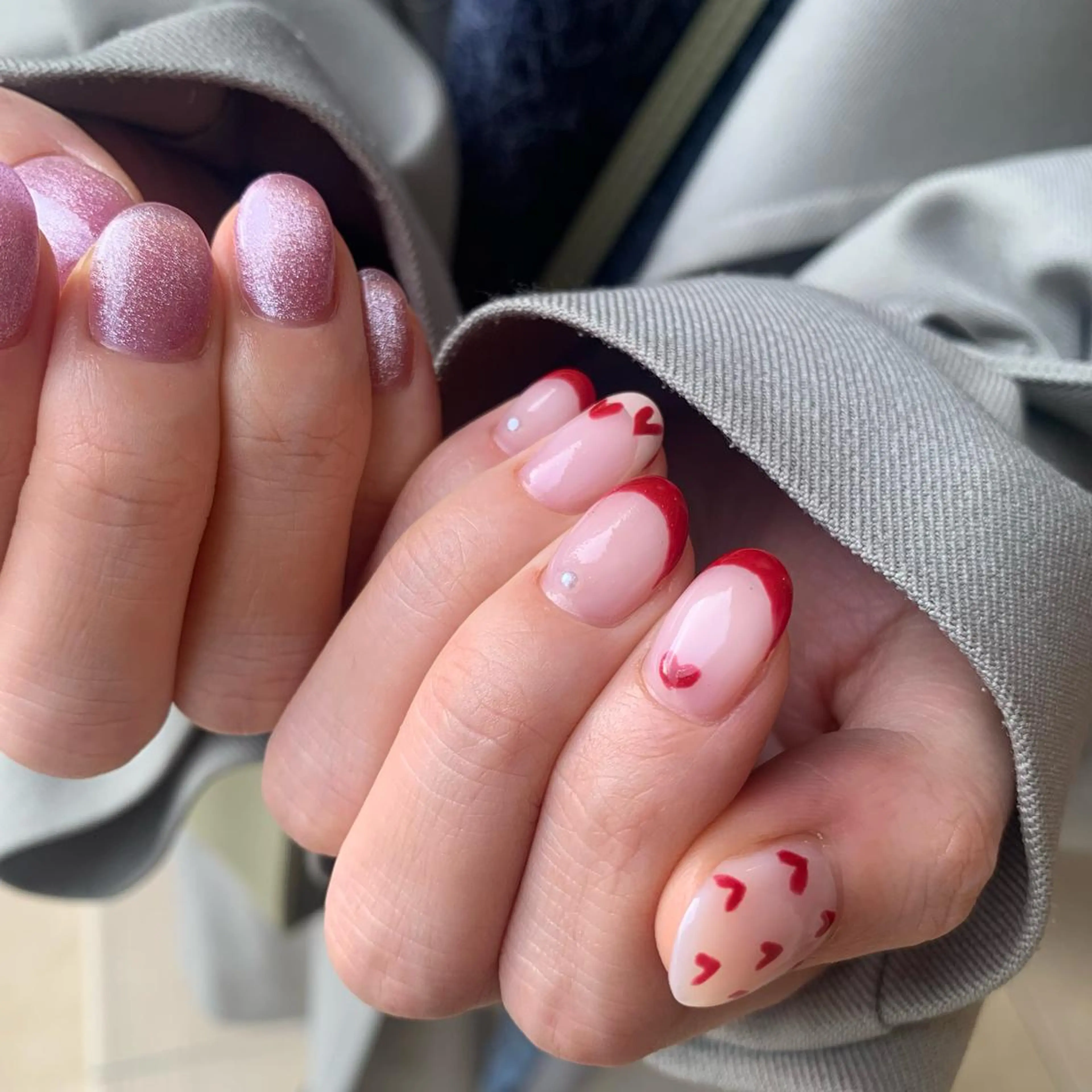 ネイル フレンチネイル ハート マグネットネイル ショートネイル happiness nailのネイルデザイン