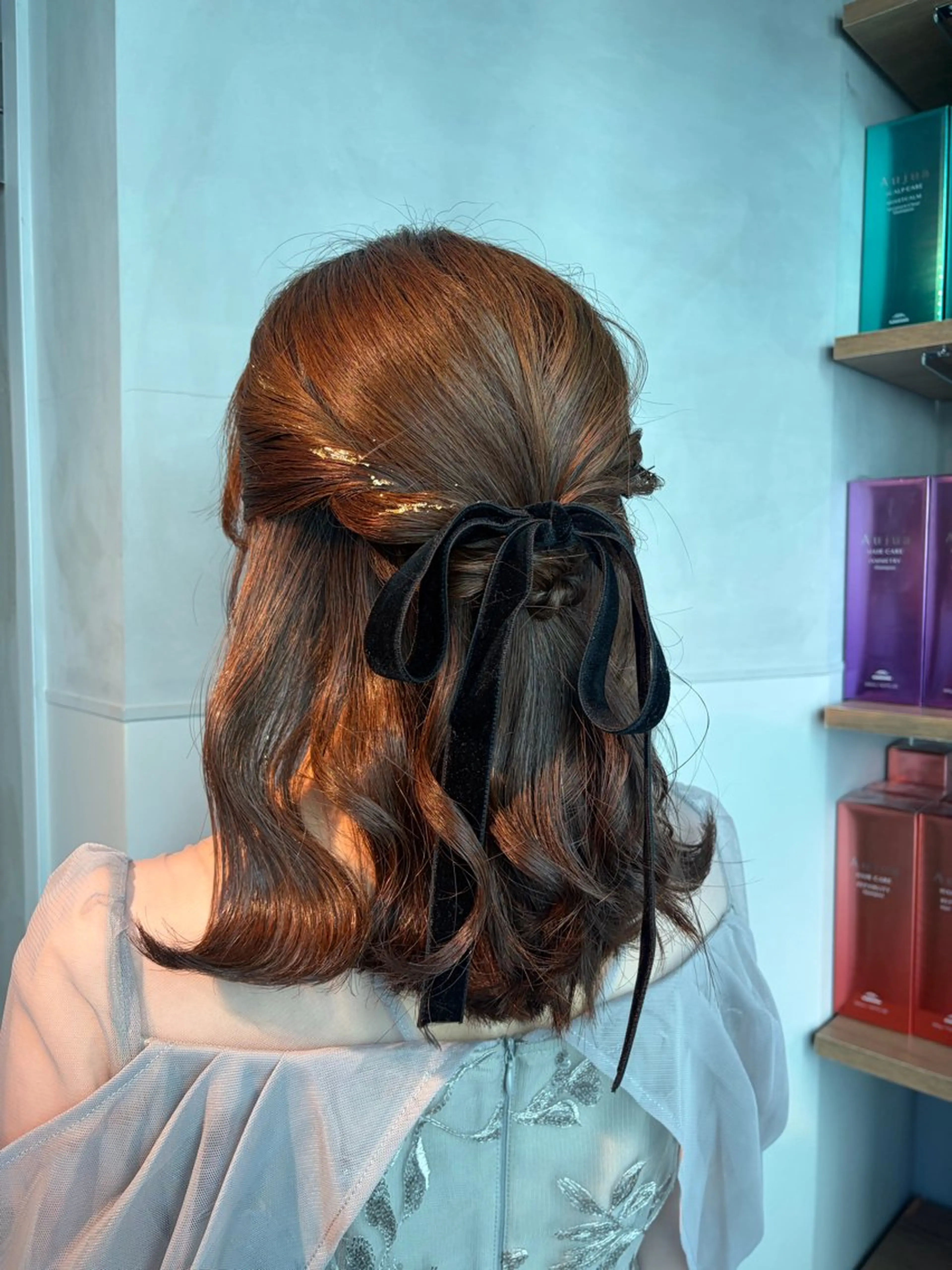 ミディアム ヘアアレンジ ハーフアップ ブリーチ✨/似合わせ カラー🎀/Yuzuのヘアスタイル