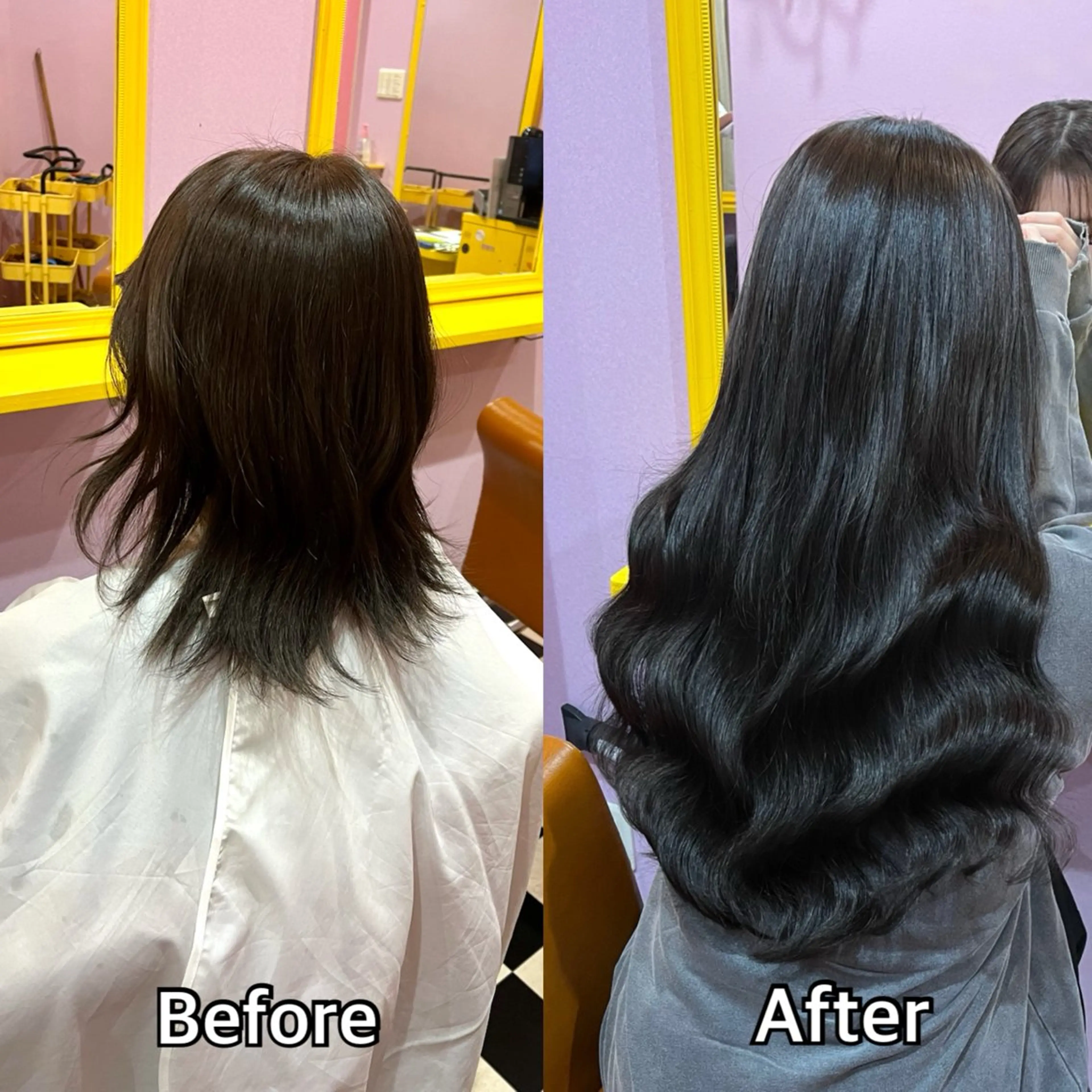 ロング エクステ シール＋ちび編み込み エクステ梅田🐨のヘアスタイル