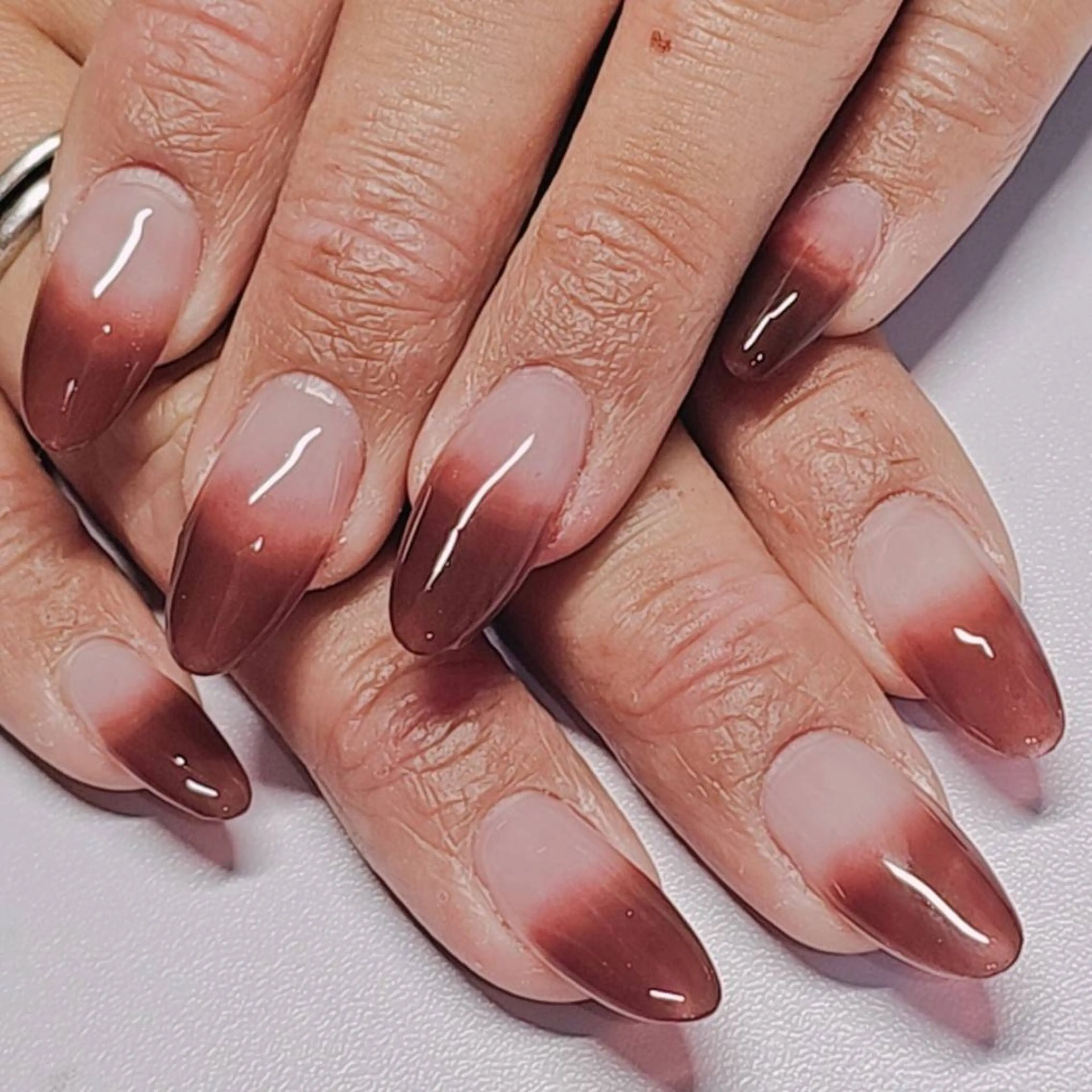 ネイル ブラウン グラデーション ハンドネイル よしだ ひろきのネイルデザイン