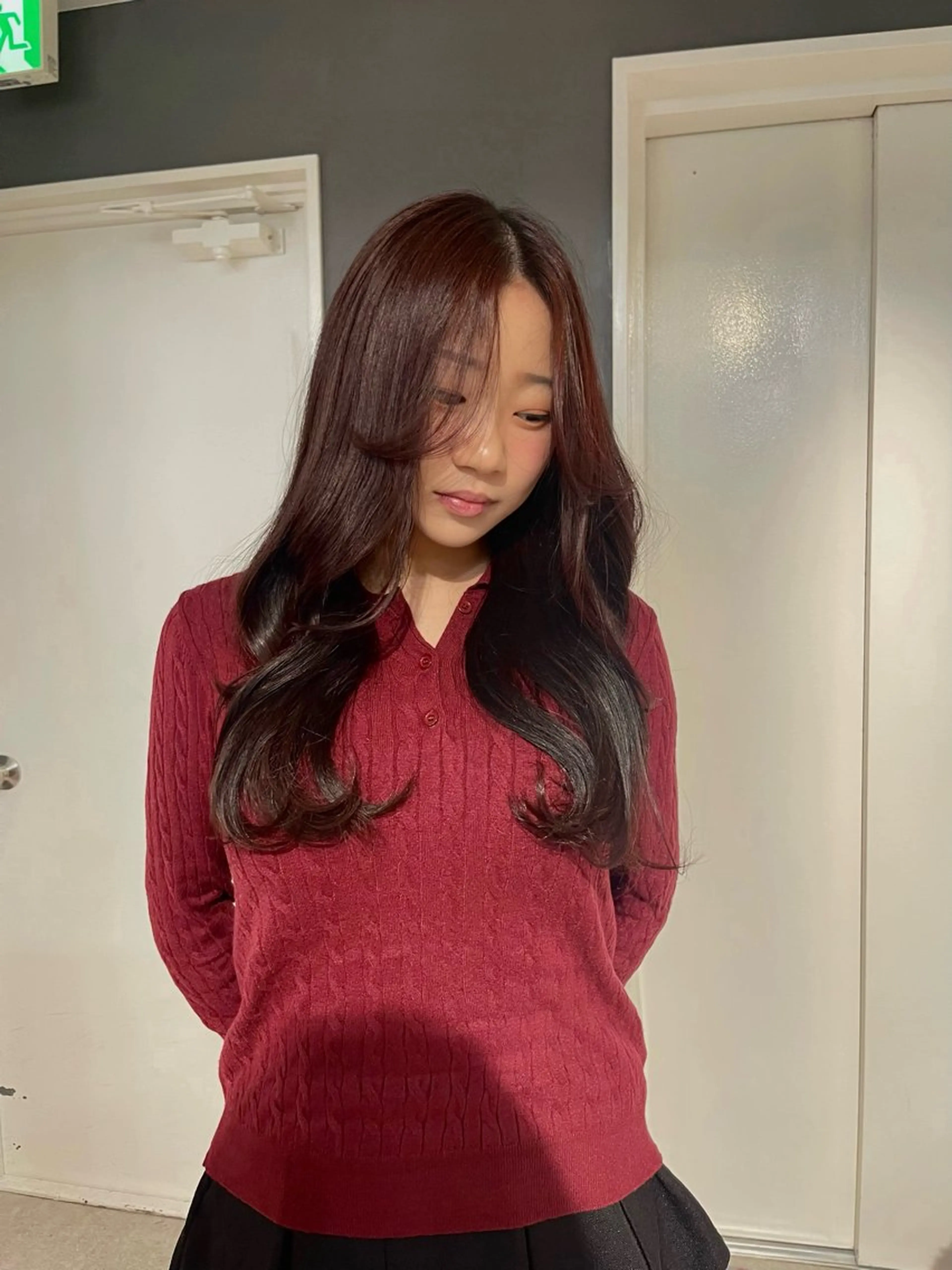 ロング カラー ブラウンカラー レッドカラー レッドブラウン カット ヘアカラー 堀江/艶髪/透明感 カラー/NENE🫧のヘアスタイル