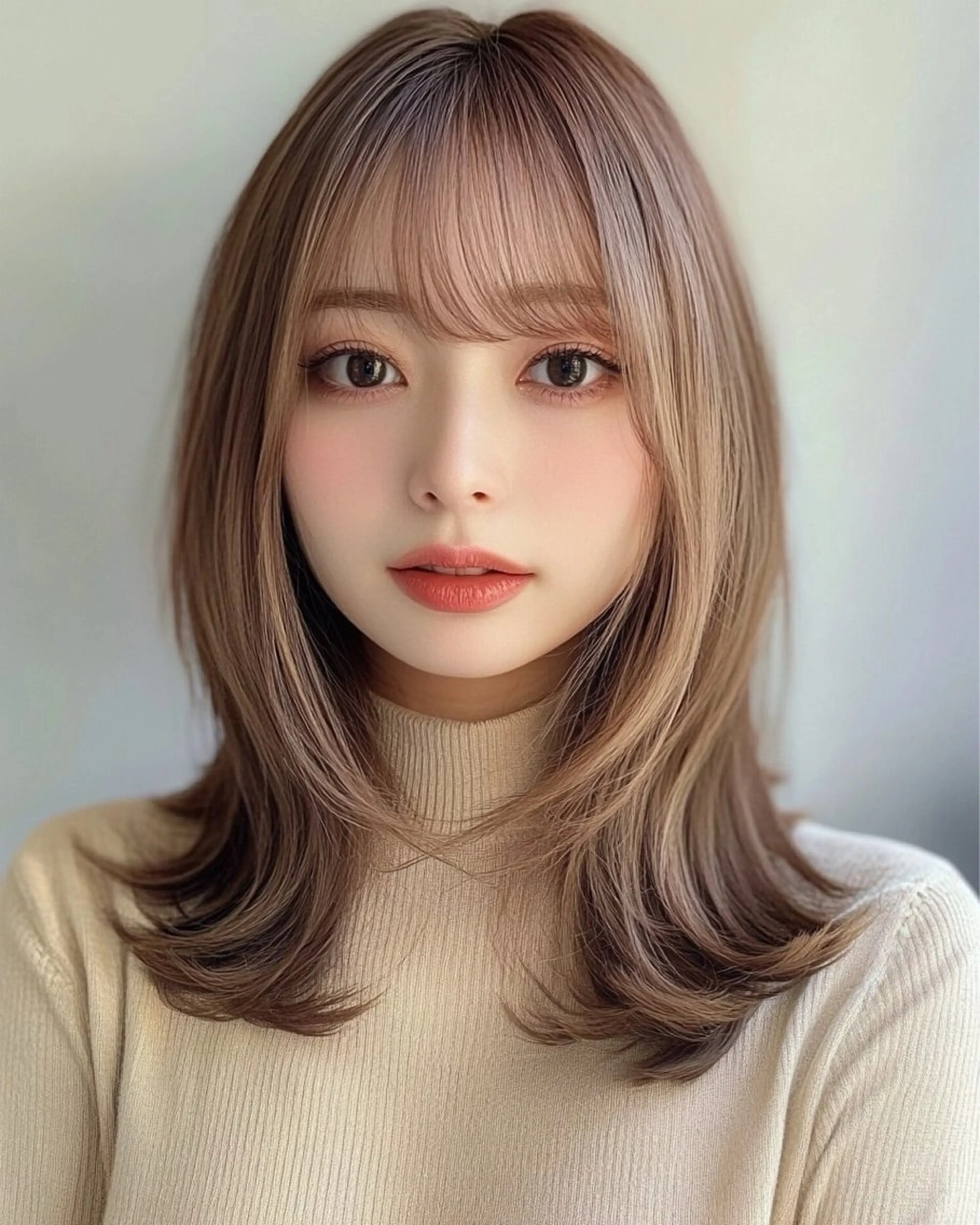 ミディアム カラー カット ヘアカラー トリートメント レイヤー×顔周 り×髪質改善/MIUのヘアスタイル