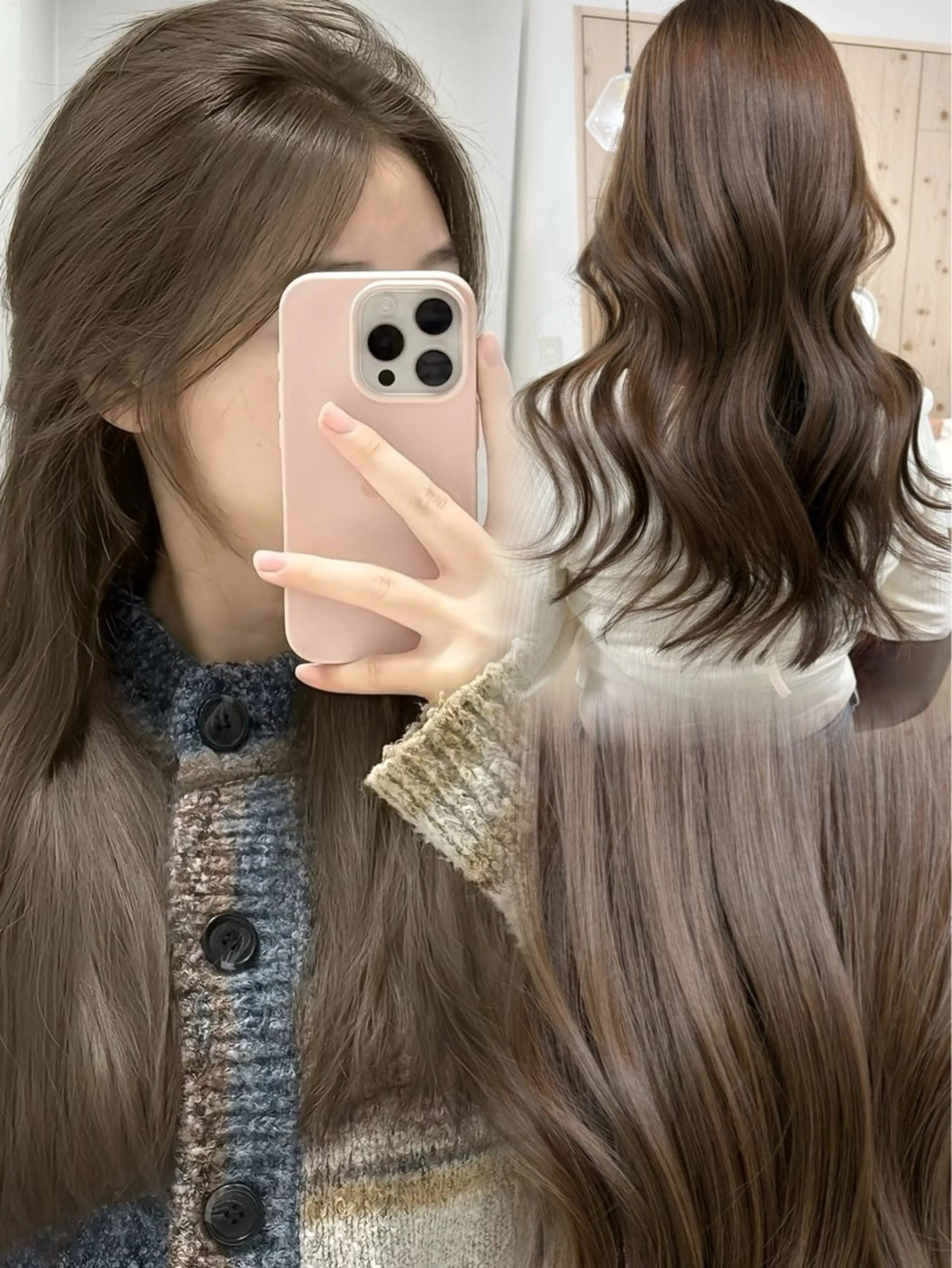 セミロング カラー ヘアカラー 新宿/韓国ヘア/ 髪質改善ストレートのヘアスタイル