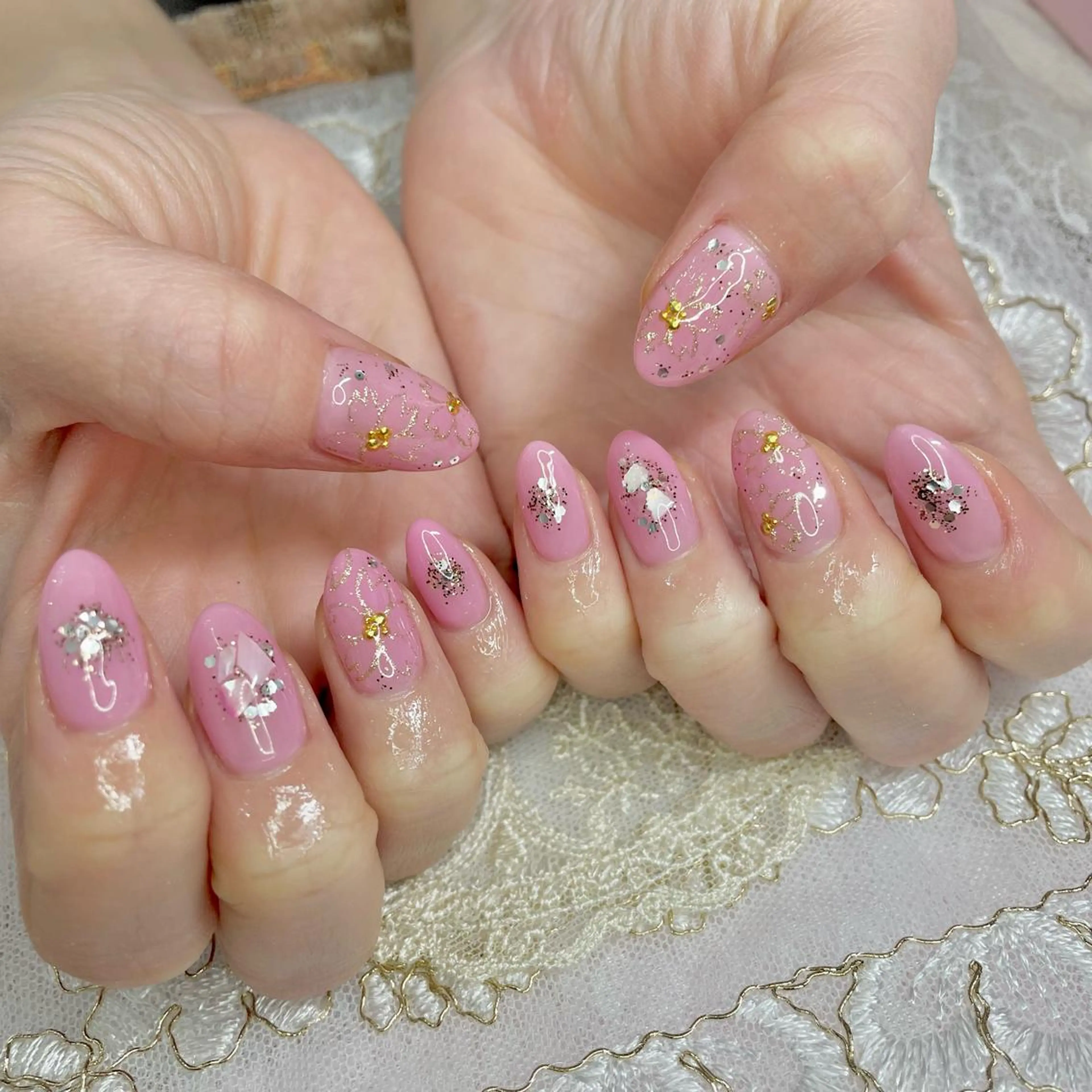 ネイル アートネイル オーロラネイル 成人式 ジェルネイル 卒業式 J terrace Nailのネイルデザイン