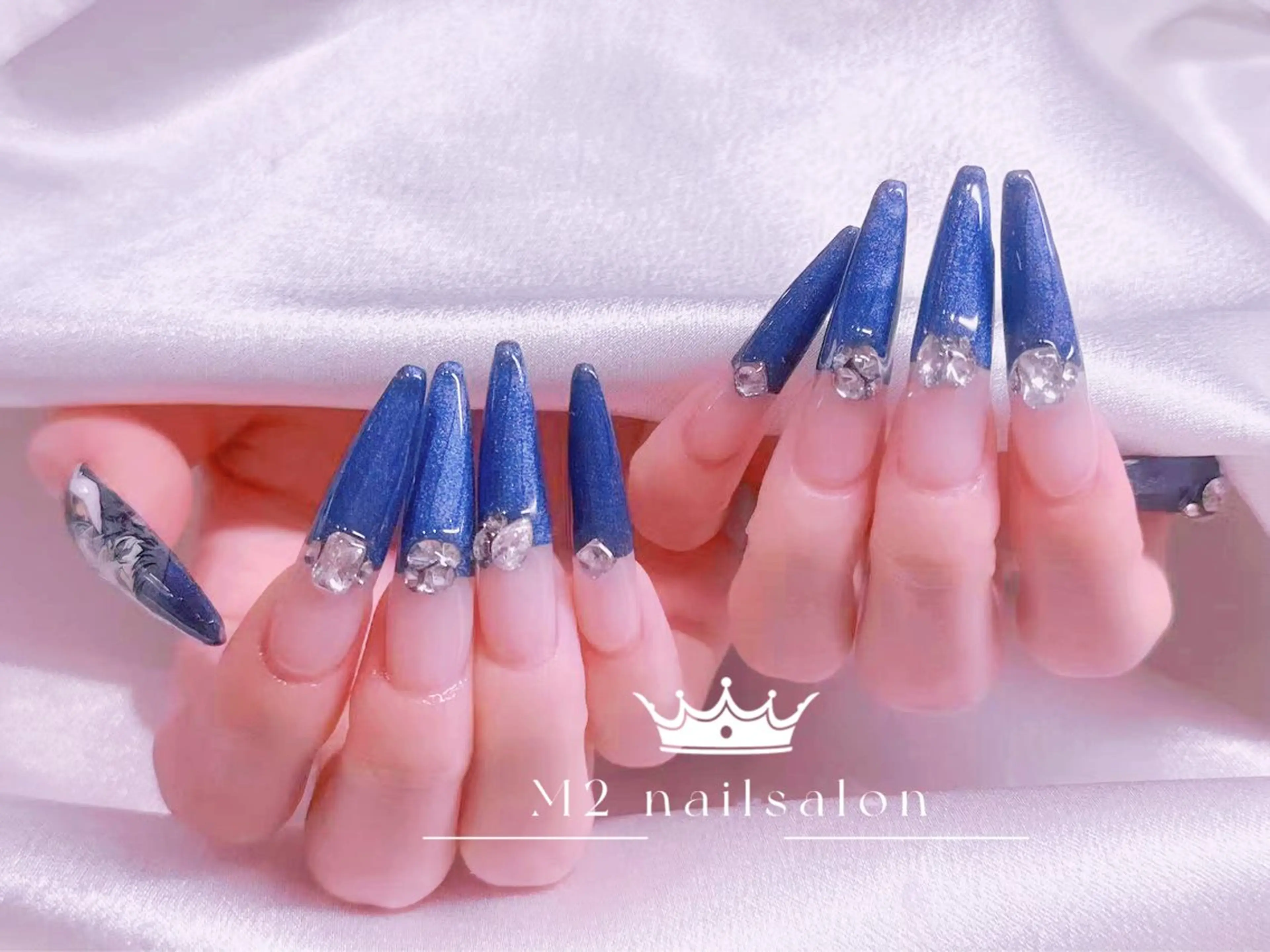 ネイル 成人式 ジェルネイル マグネットネイル パラジェル ワンホンネイル ハンドネイル 長さだし専門店 M2　rikaのネイルデザイン