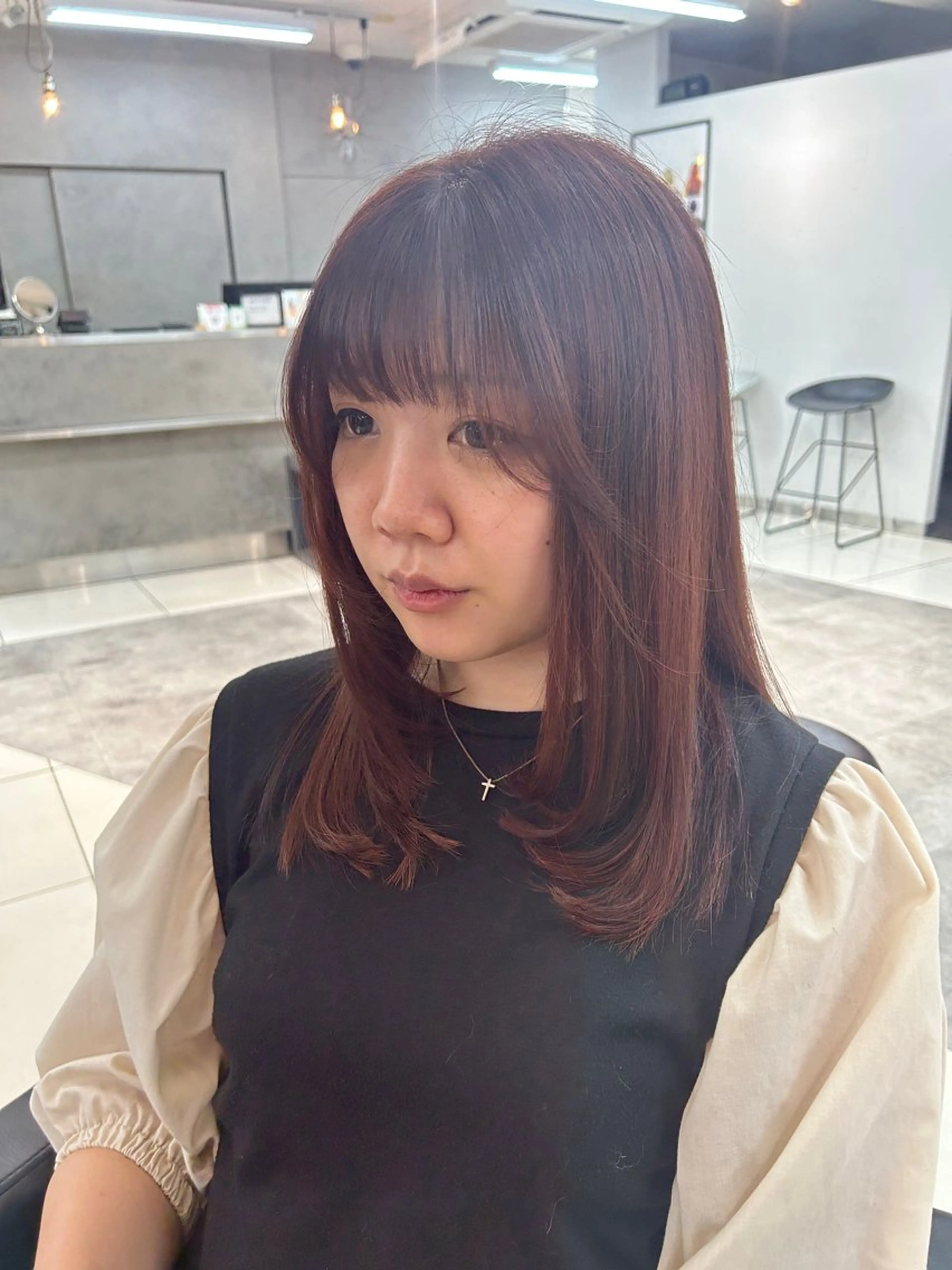 ミディアム レイヤー×ツヤカラー 渋谷/kougaのヘアスタイル