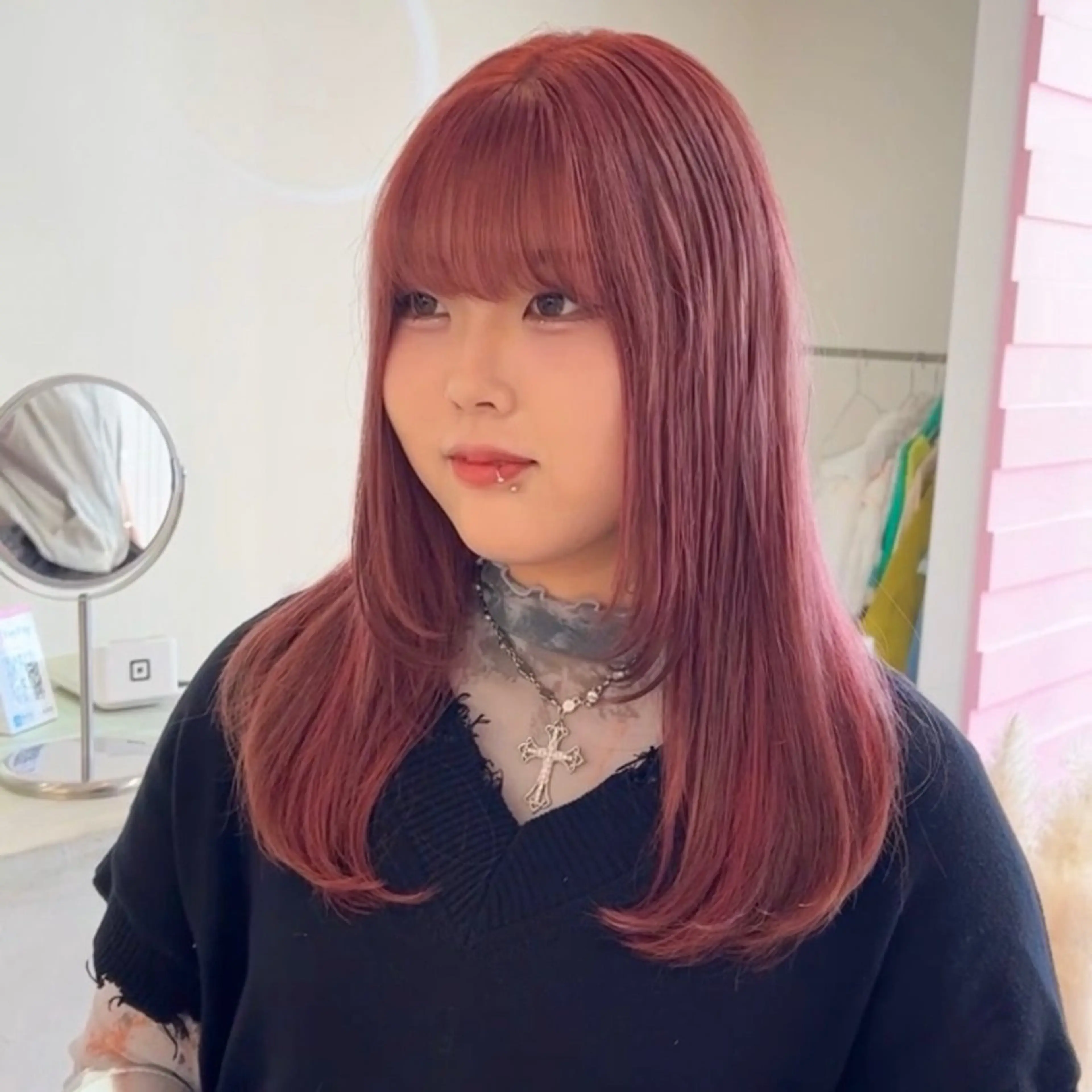 セミロング カラー ヘアカラー トリートメント 🎀ダブルカラー/ ピンク×ガーリー🎀のヘアスタイル