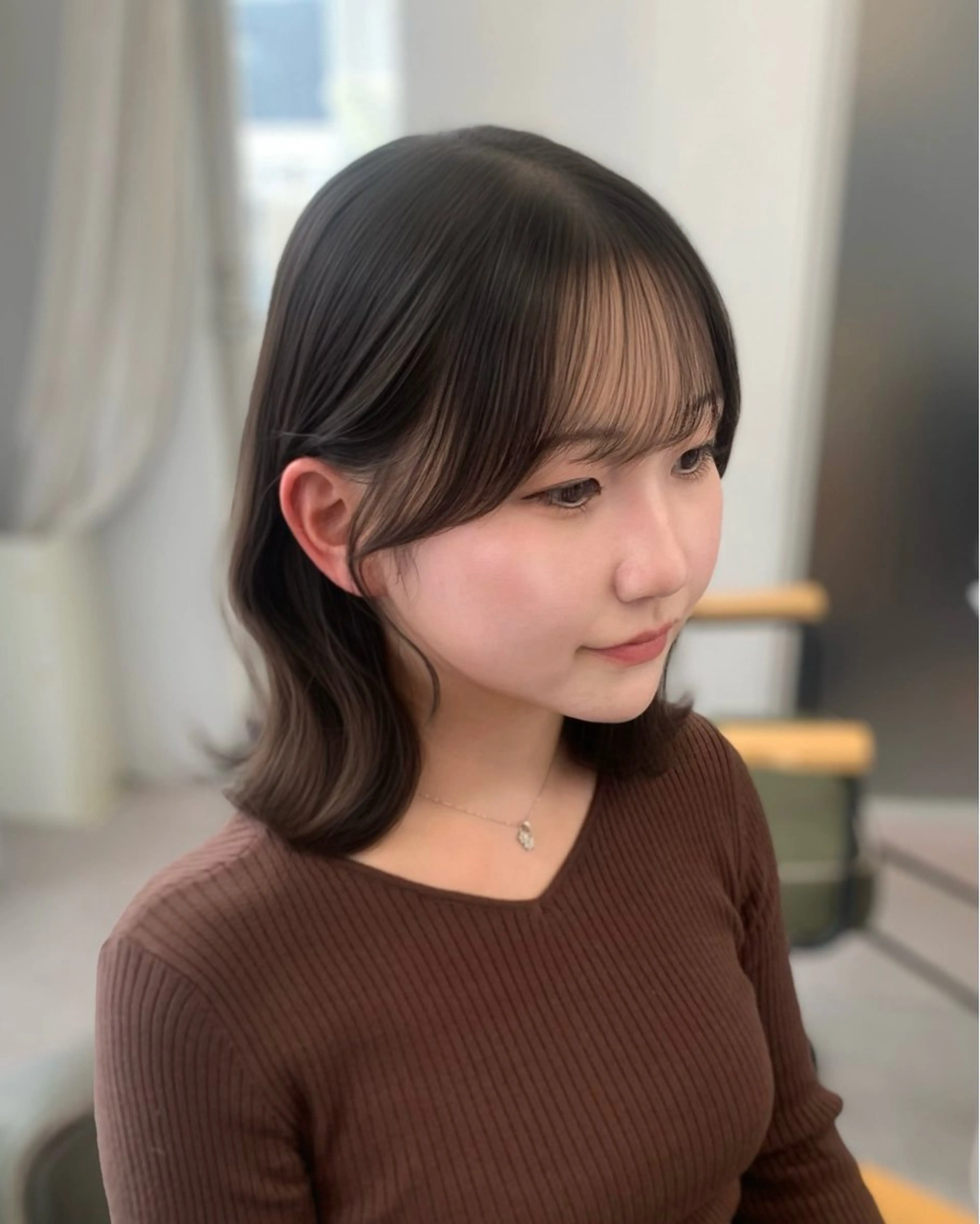ミディアム カット ヘアカラー 🎀韓国風顔周り× 透明感/梅田/アリサのヘアスタイル