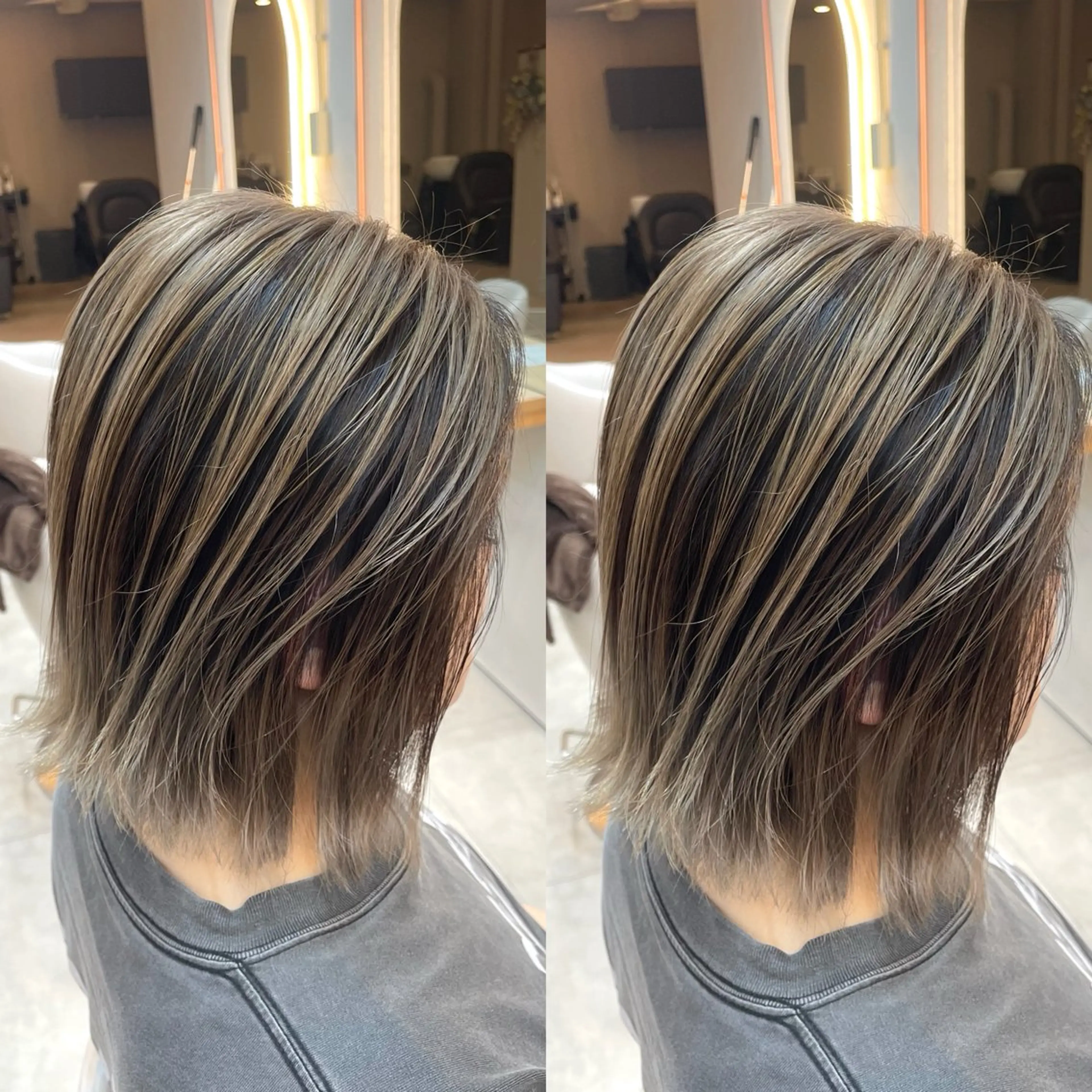 ショート カラー バレイヤージュ ベージュカラー レイヤーカット カット ヘアカラー トリートメント ブリーチ無しダブル カラー🦕まどかのヘアスタイル