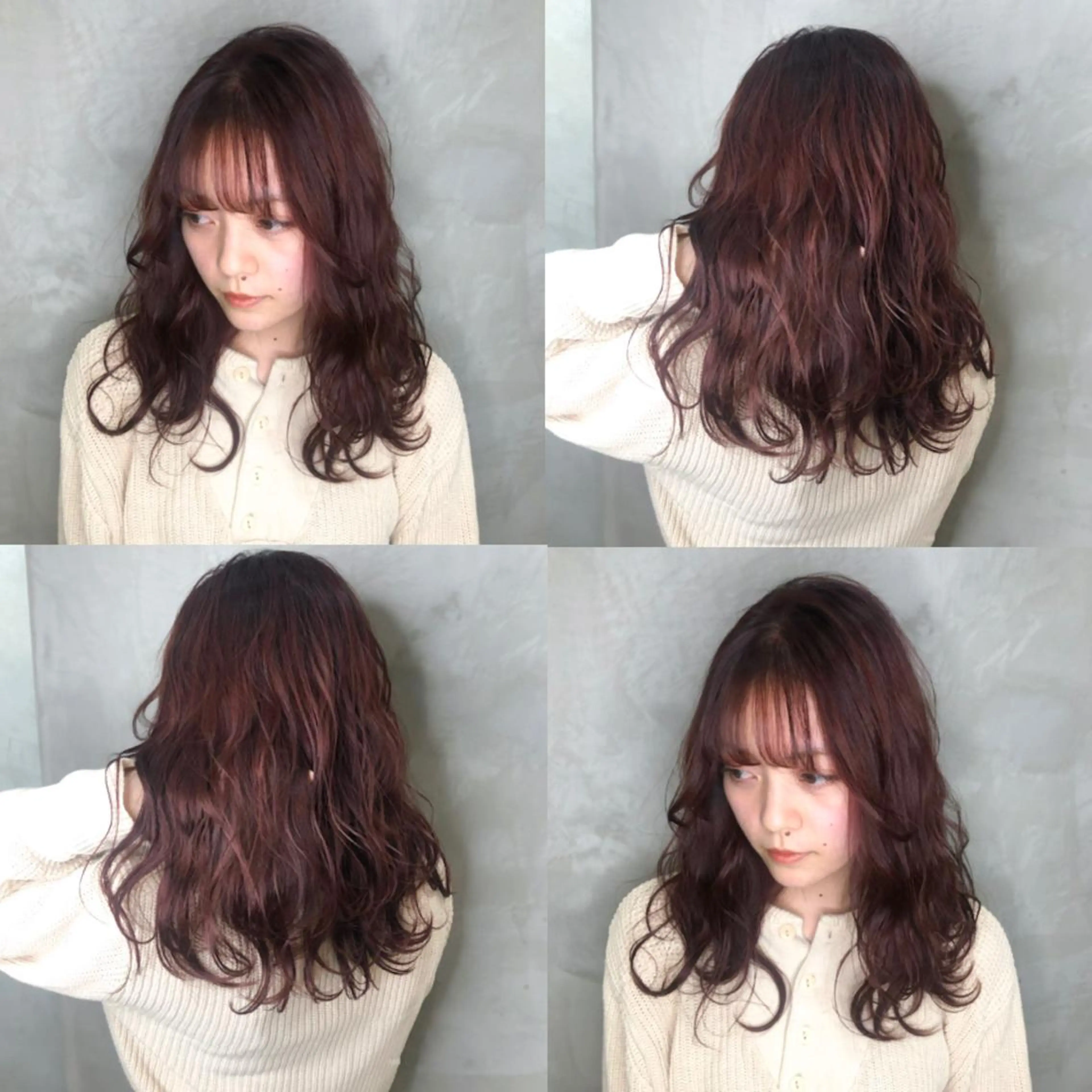 ミディアム カラー パーマ ヘアアレンジ ブラウンカラー レッドカラー レッドブラウン カット ヘアカラー トリートメント 顔周りcut・ご相談 ＝新宿しずく🇰🇷のヘアスタイル