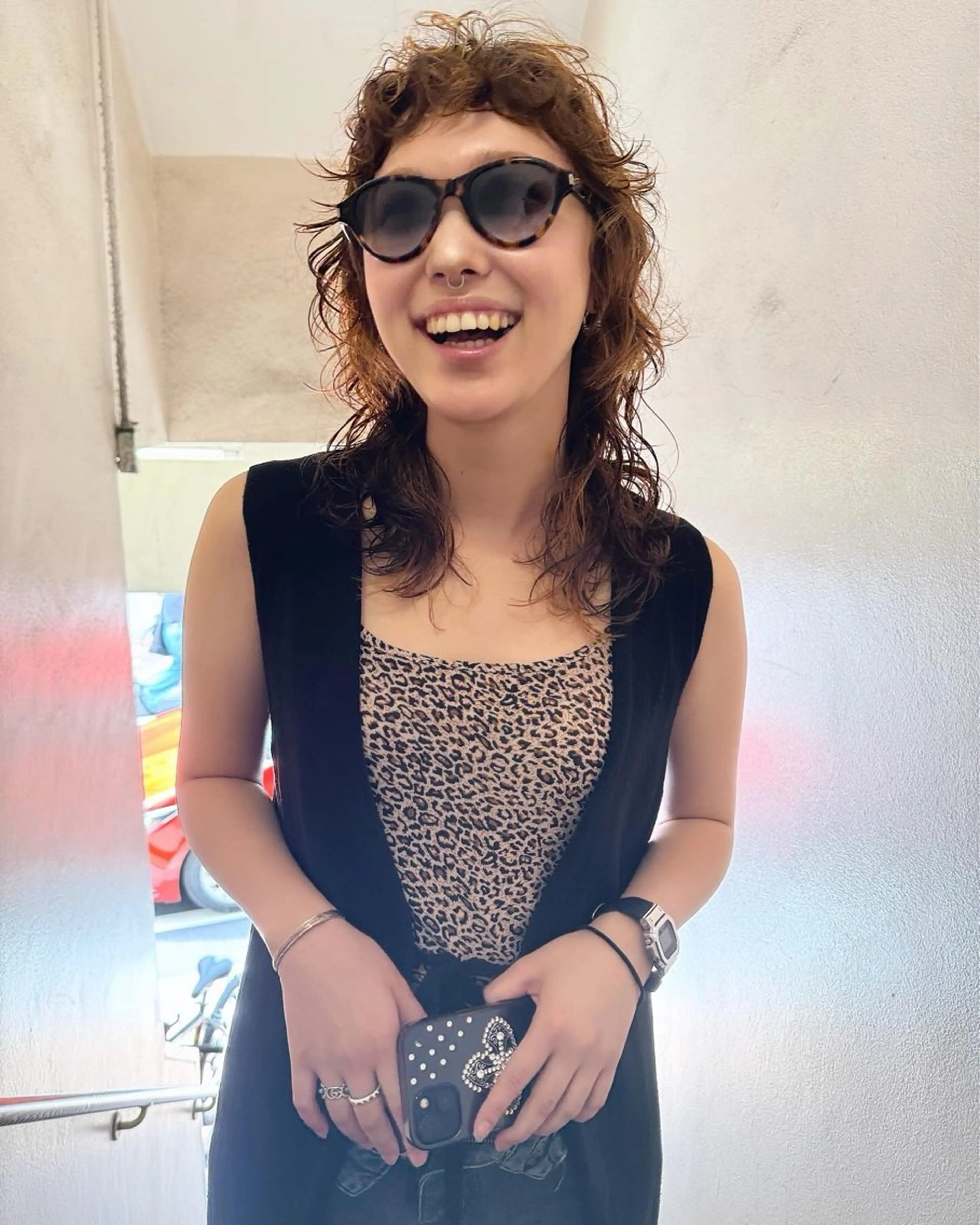 ミディアム カラー パーマ ヘアアレンジ ミディアムパーマ マレットヘア ウルフカット 丸山渉/パーマ エフェクトブリーチのヘアスタイル