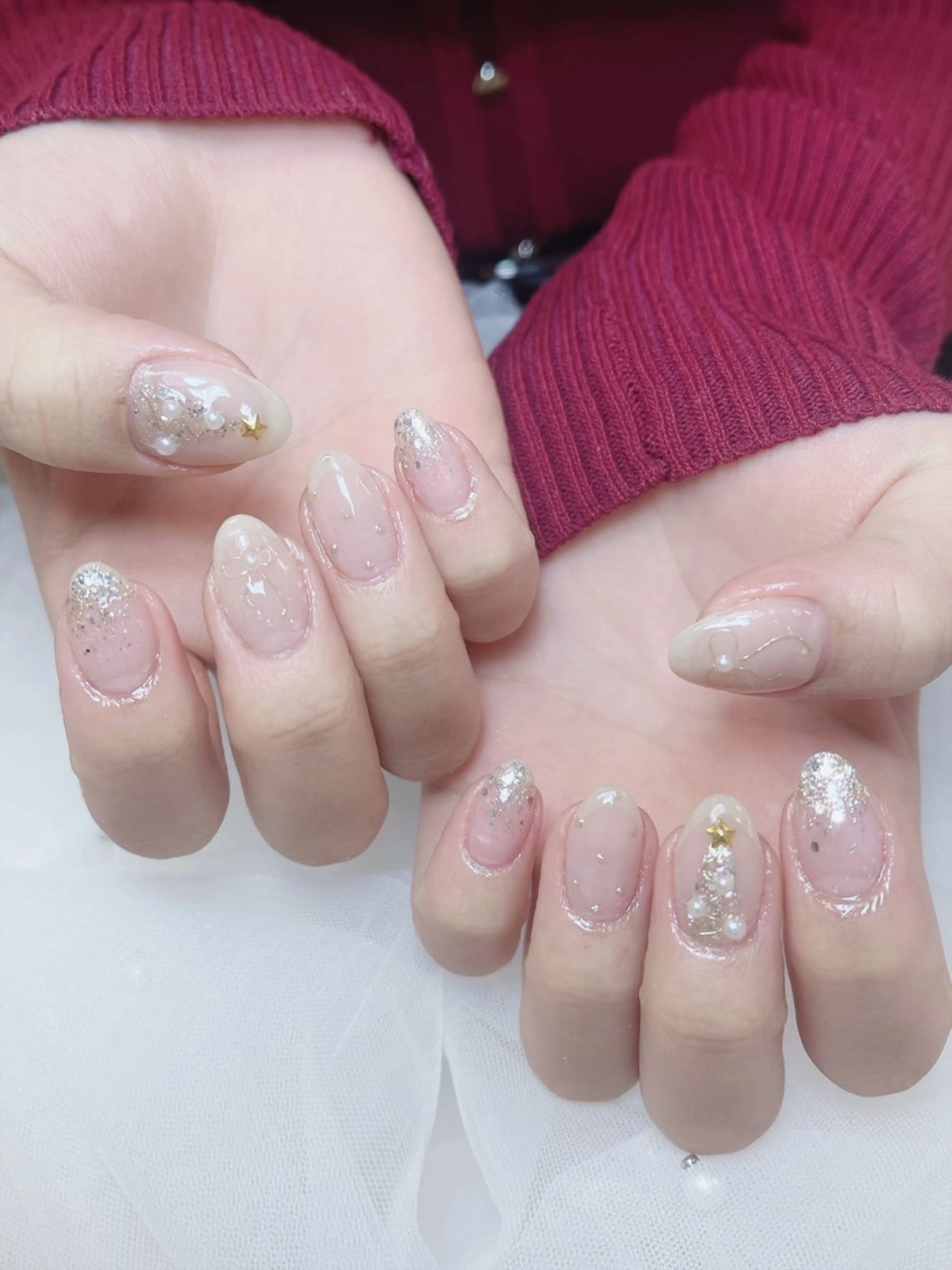ネイル チークネイル 成人式 フレンチネイル グラデーション 氷ネイル・うるうるネイル ハンドネイル DUO MI所属・DUO   MI nail salonのネイルデザイン