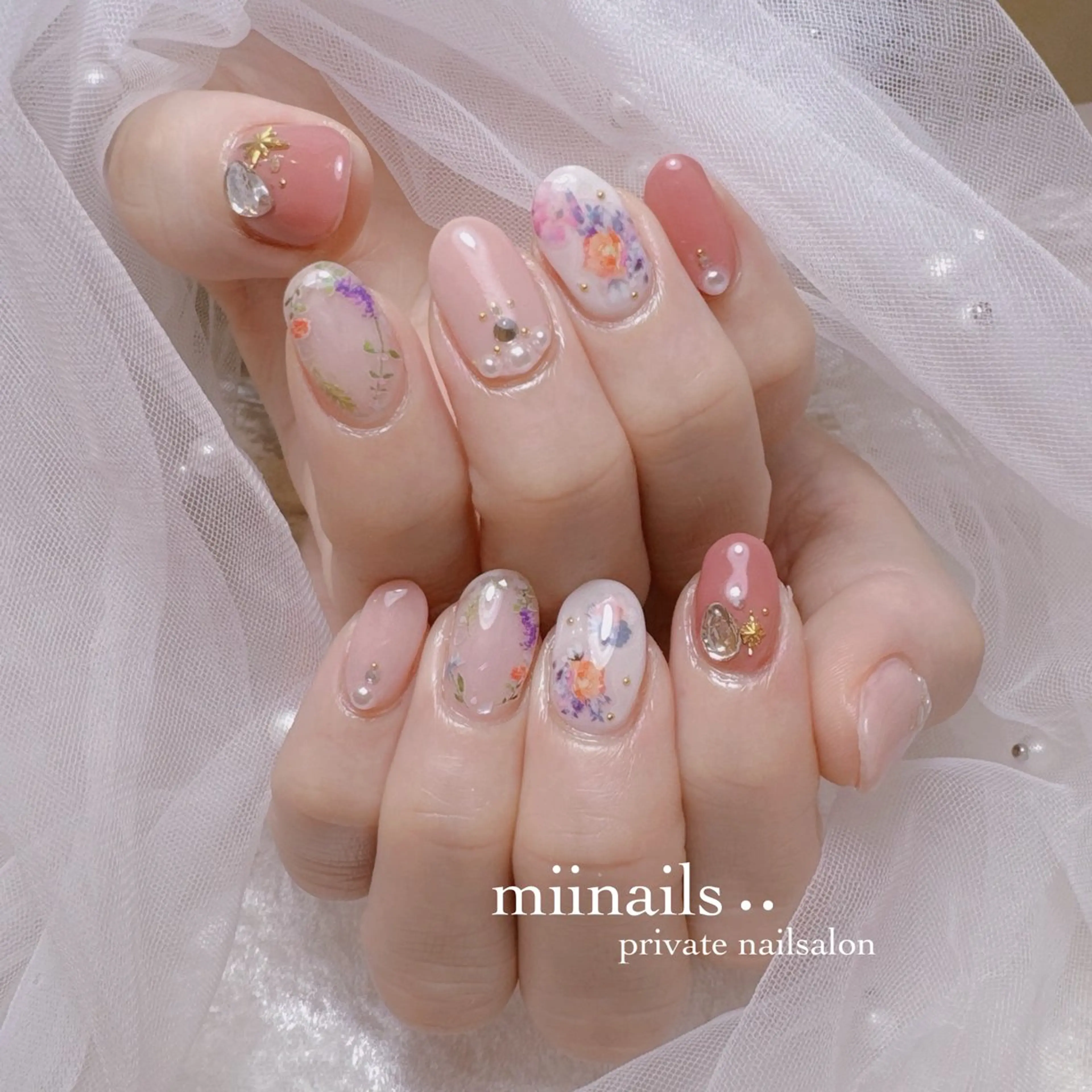 ネイル 韓国ネイル マグネットネイル ワンホンネイル ハンドネイル nailsalon miinailsのネイルデザイン